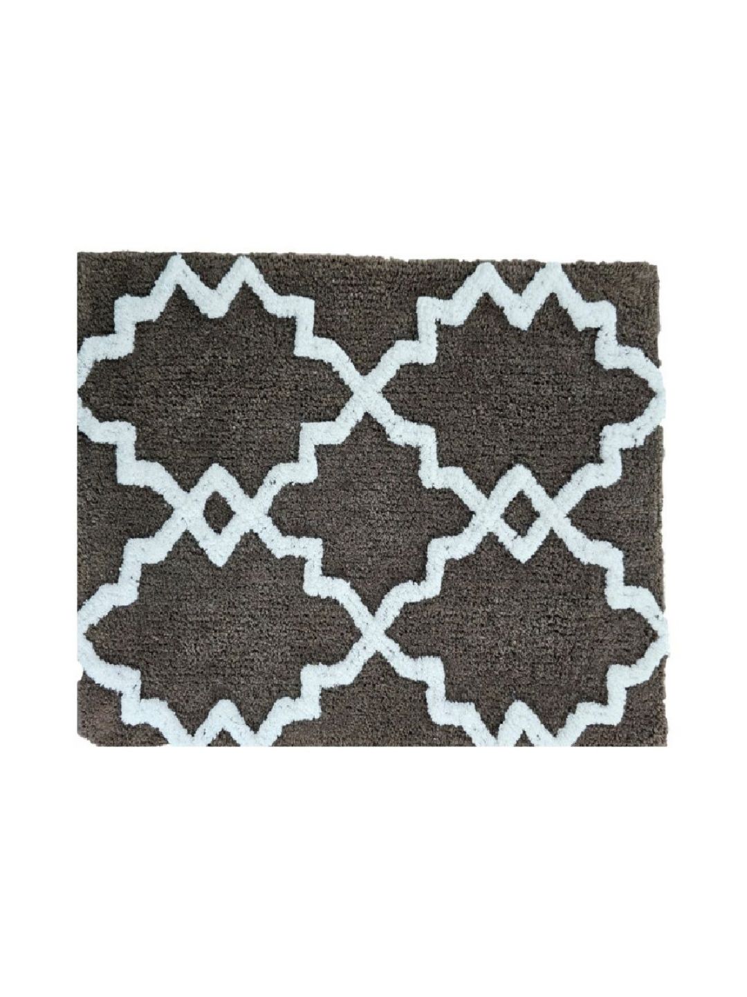 Aura Brown & White Patterned Anti-Skid 1800 GSM Cotton Bath Rugs-picture-5