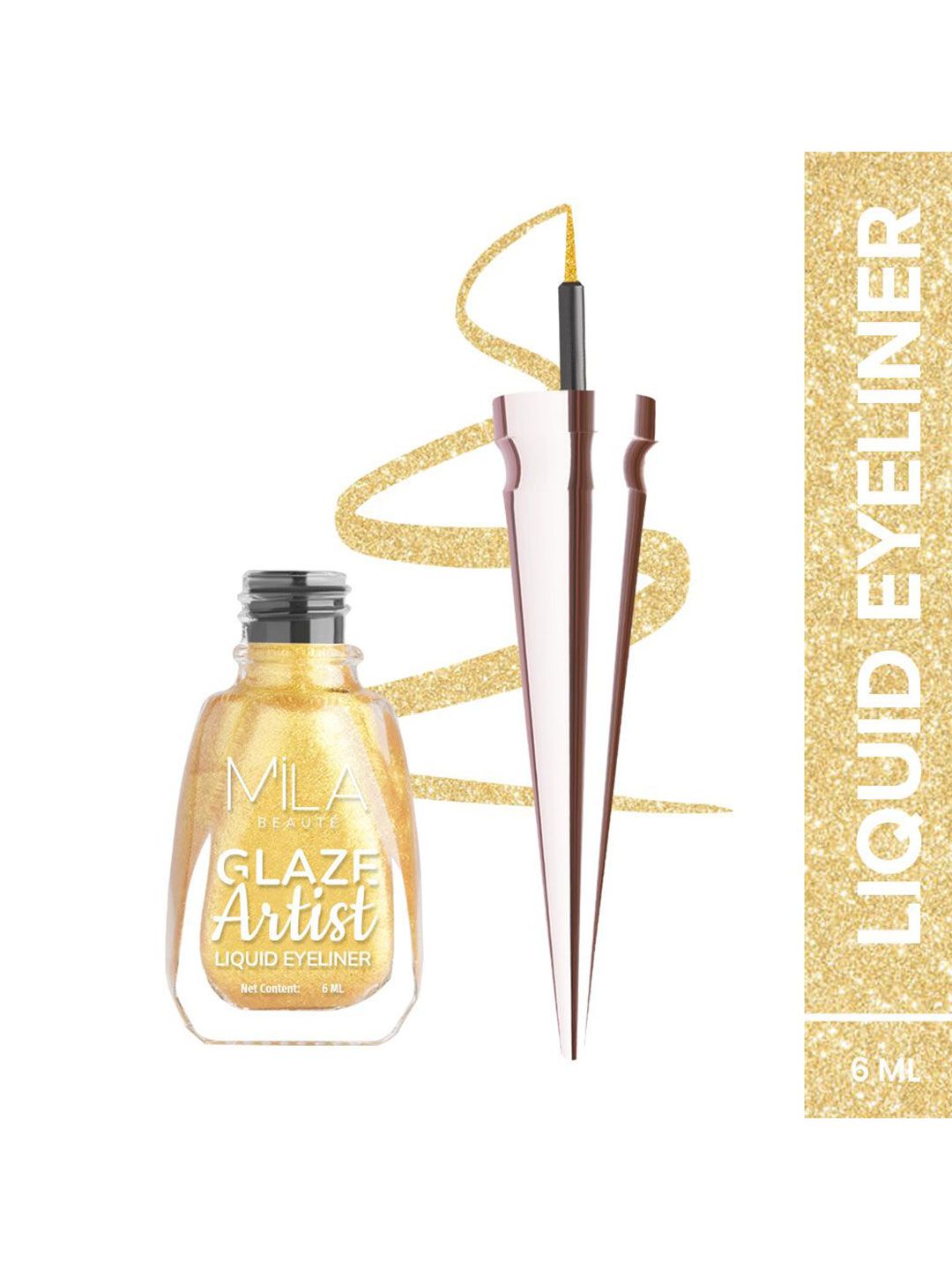 MILA BEAUTE Glaze Artist Water Proof Liquid Eyeliner With Vitamin E - 6 ml- Magical Gold-image-27