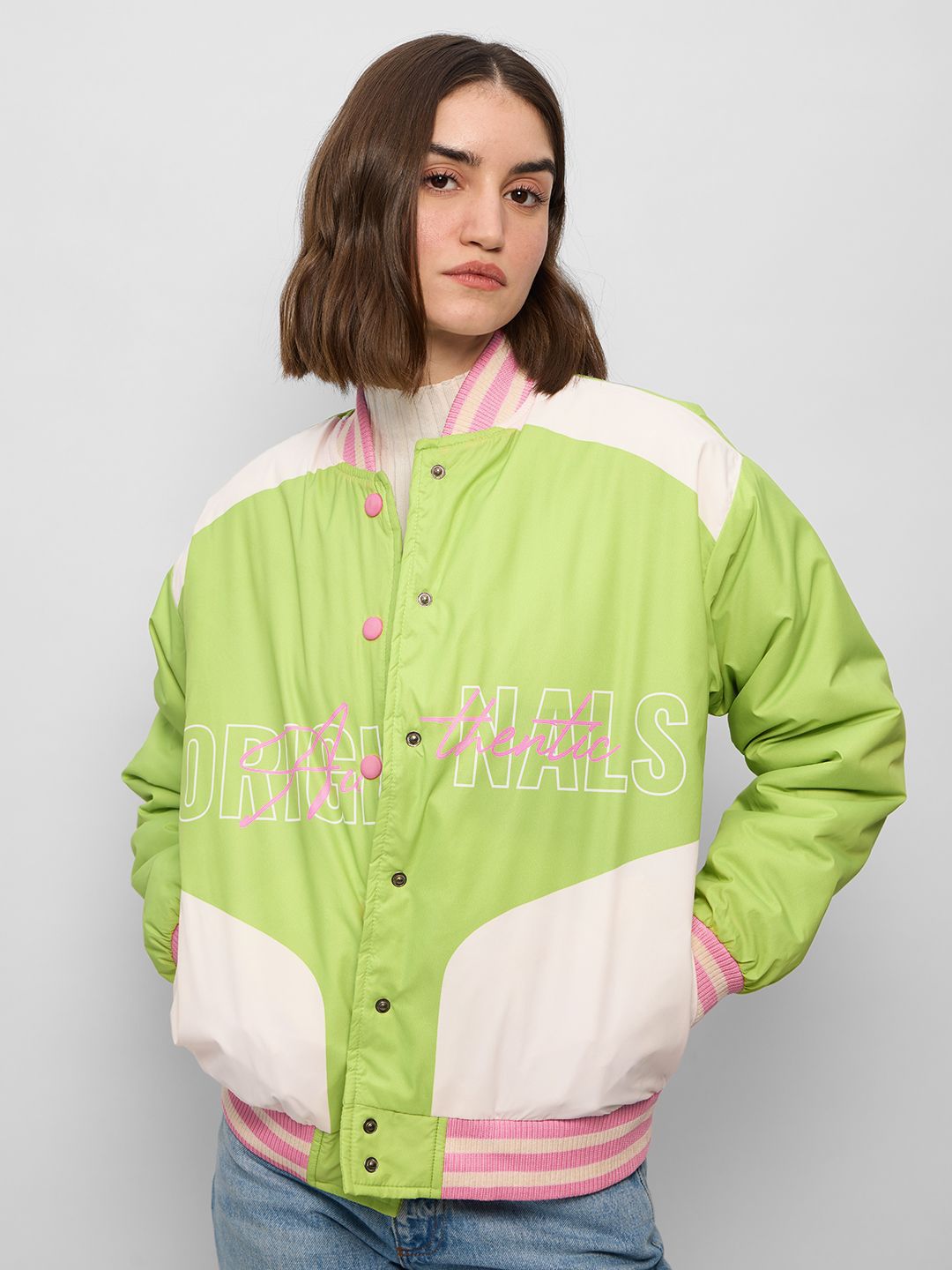 The Souled Store Women Typography Varsity Jacket