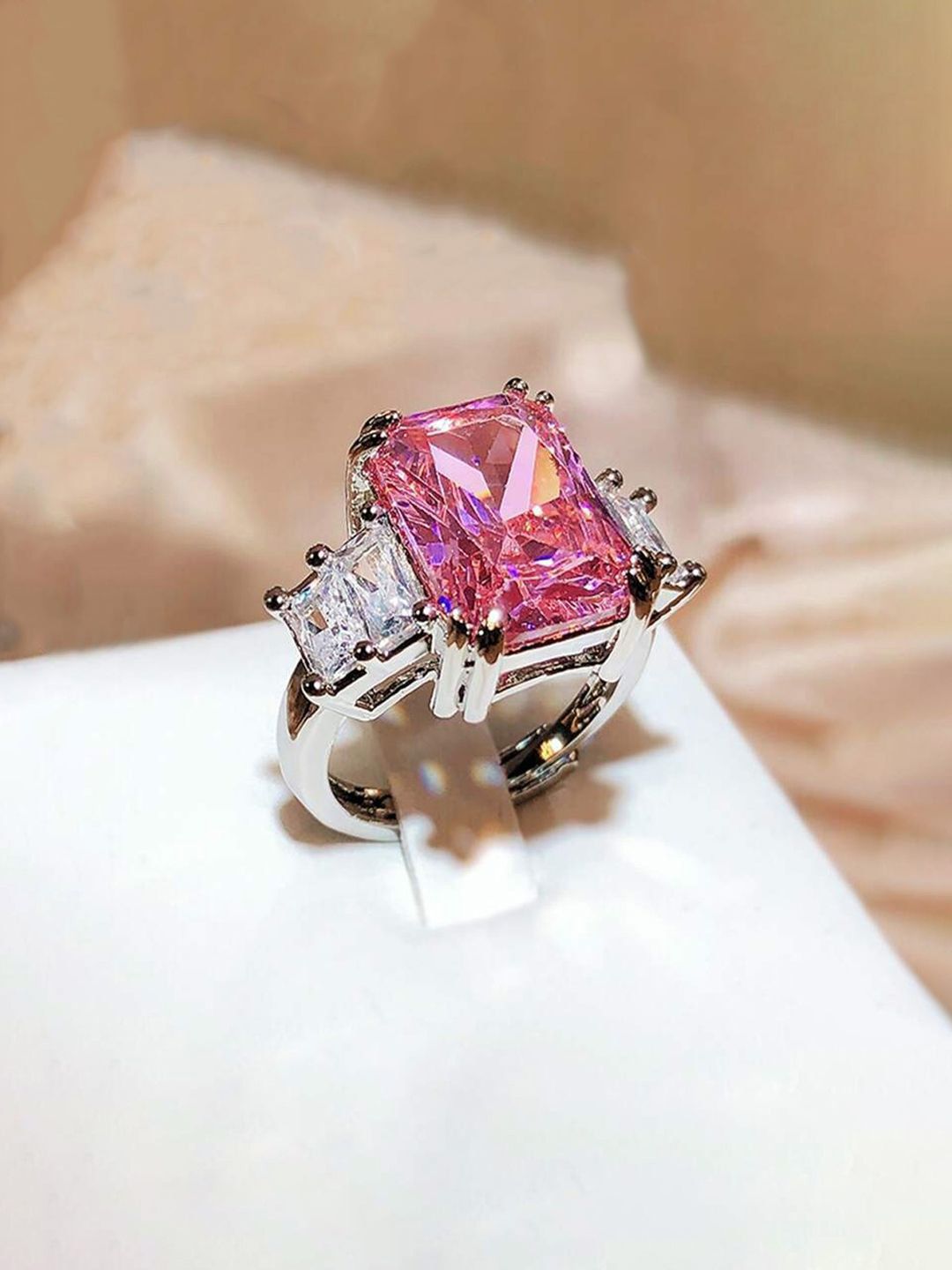 Designs & You Silver-Plated CZ Studded Anti-Tarnish Finger Ring-picture-24