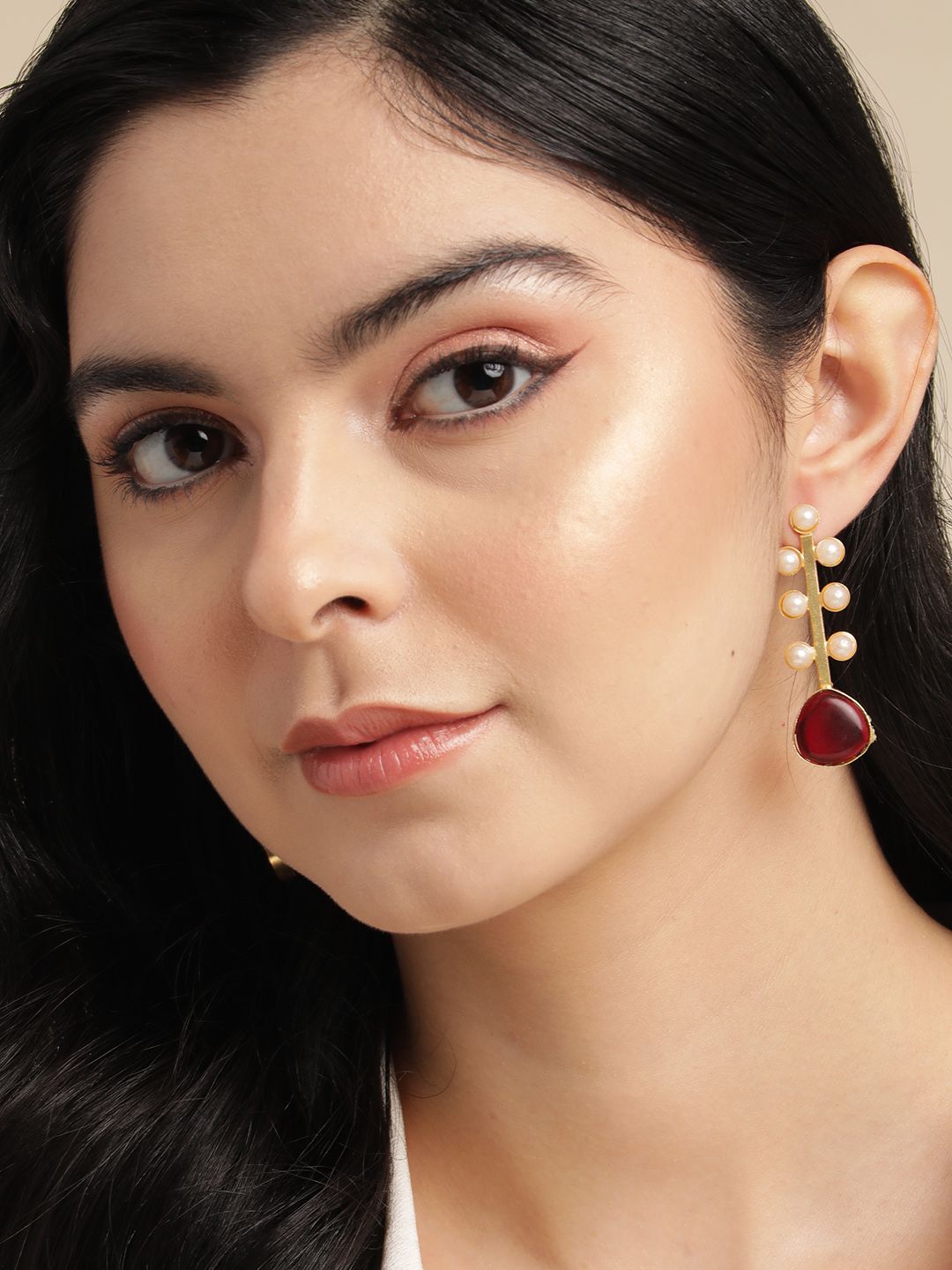 Anouk Gold Plated Beaded Contemporary Drop Earrings-picture-39