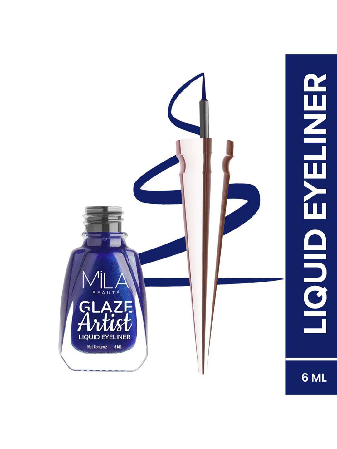 MILA BEAUTE Glaze Artist Water Proof Liquid Eyeliner With Vitamin E - 6 ml - Infinite Blue-image-34