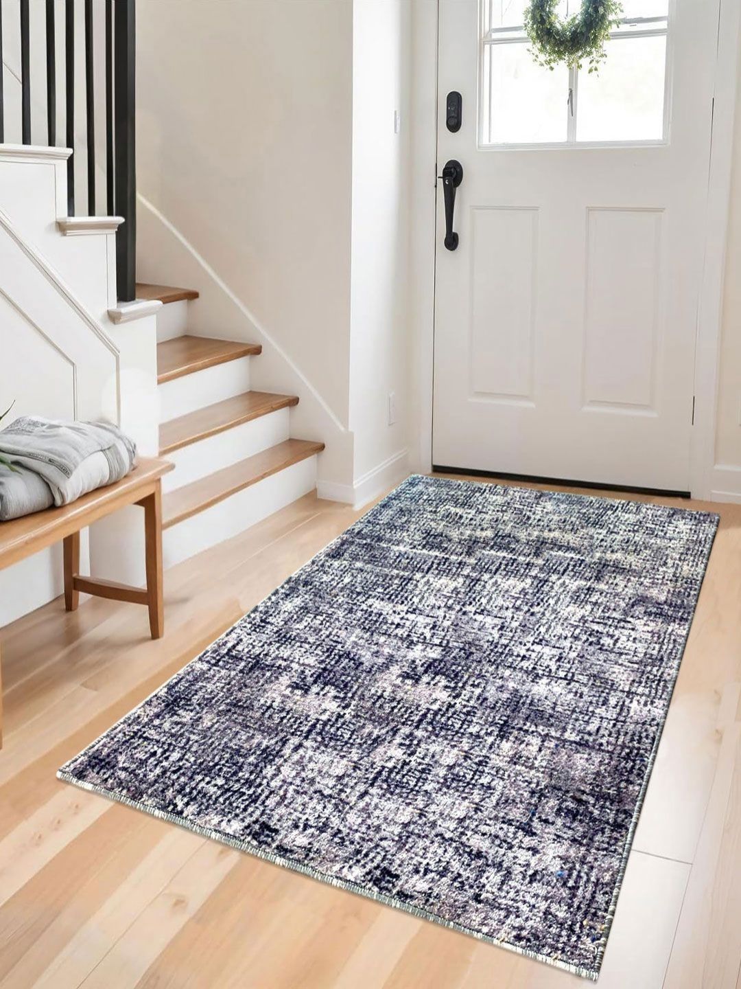 LUXEHOME INTERNATIONAL Navy Blue Striped Anti-Skid Nylon Carpet-picture-29