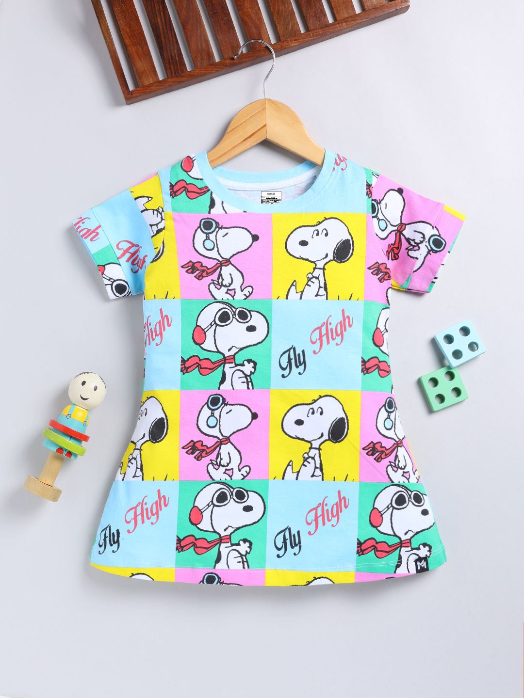 YK X Minute Mirth Girls Snoopy Printed Pure Cotton A-Line Dress-picture-41