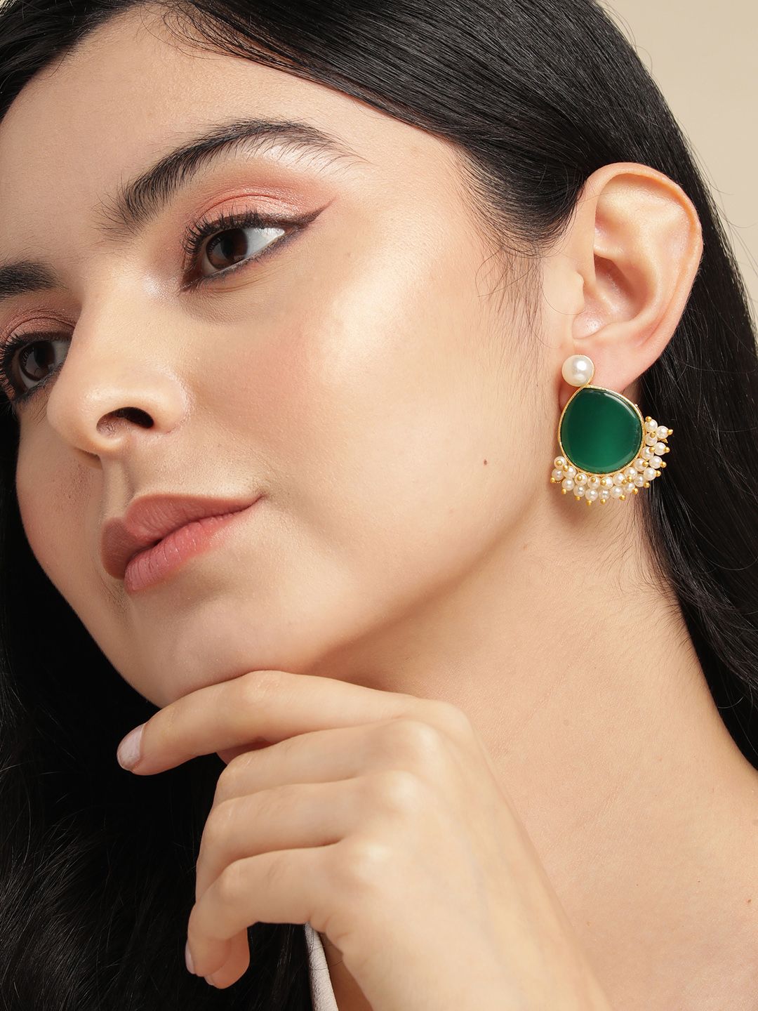 Anouk Gold Plated Beaded Teardrop Shaped Drop Earrings-picture-26