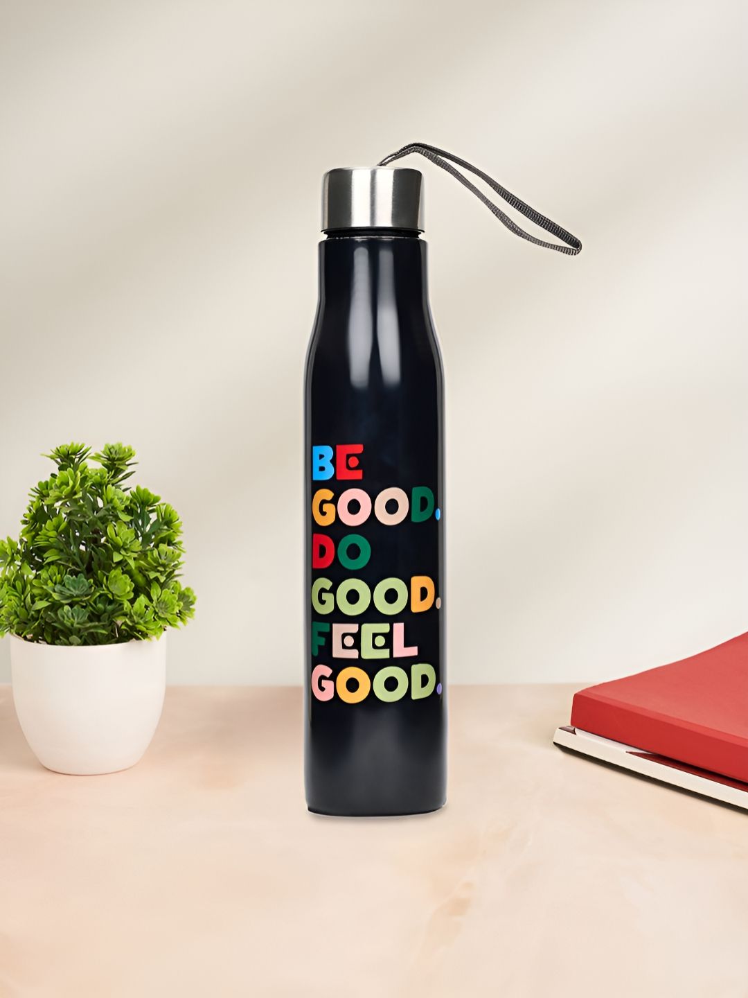 Living scapes by Pantaloons Black & Green Single Stainless Steel Printed Water Bottle-picture-13