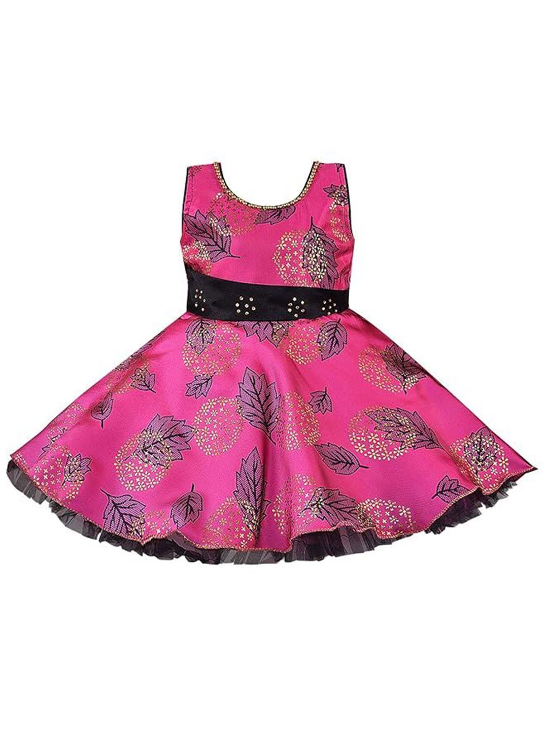 Wish Karo Embellished Print Satin A-Line Dress-picture-26