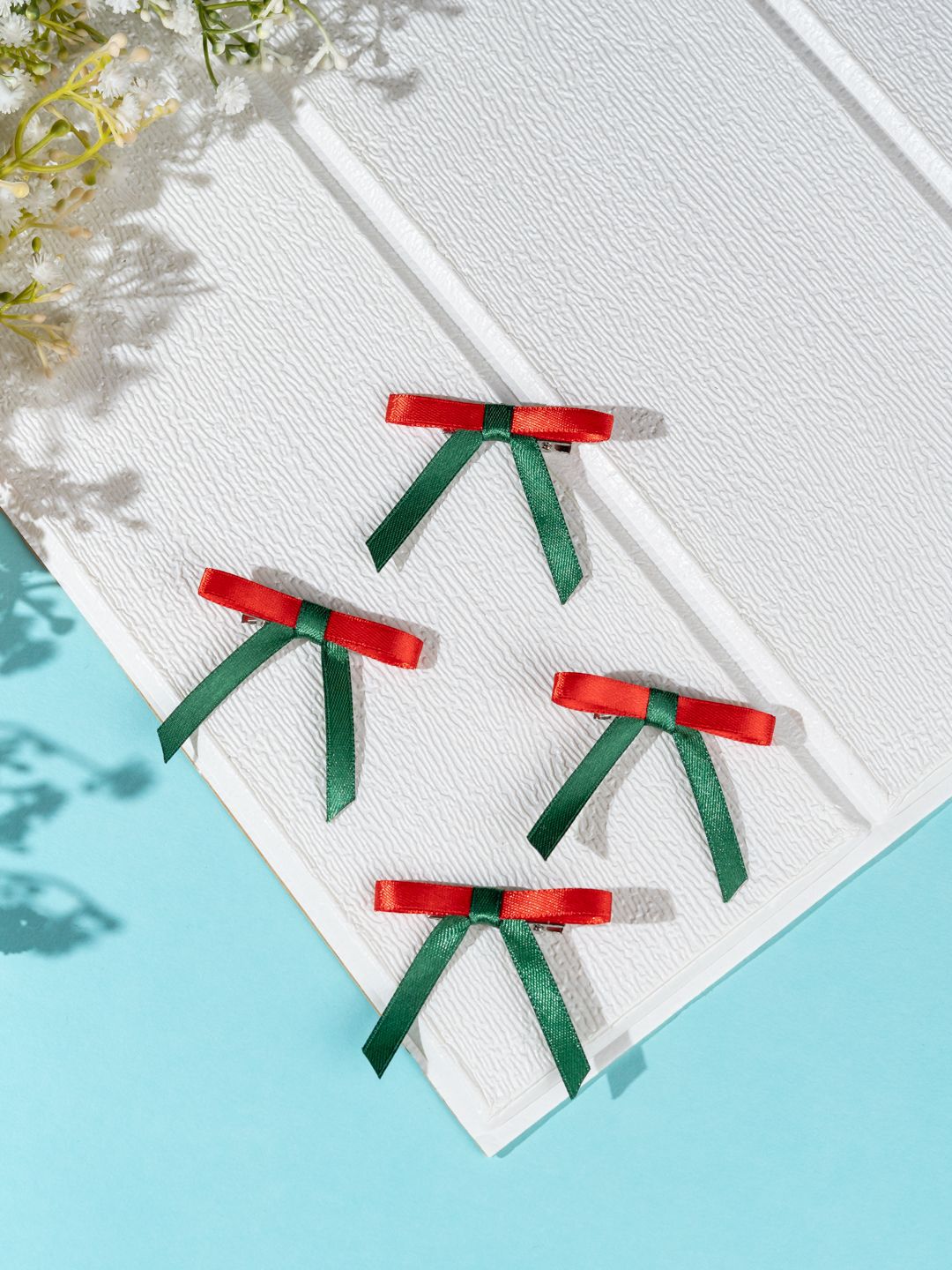 Arendelle Christmas Set of 4 Satin Silk Mini Hairpin Bow-picture-23