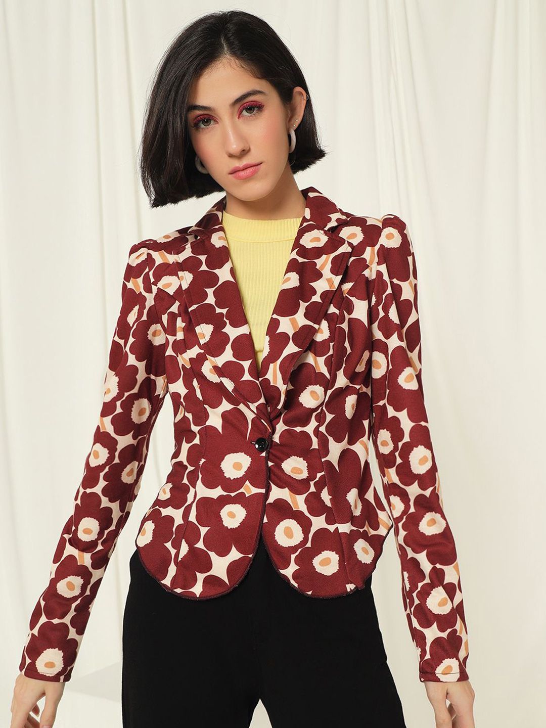 TANDUL Floral Printed Slim-Fit Single-Breasted Causal Blazer-picture-56