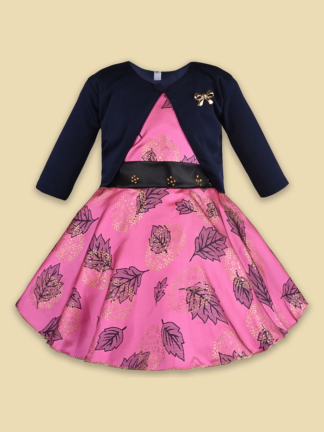 Wish Karo Embellished Print Satin A-Line Dress-picture-25