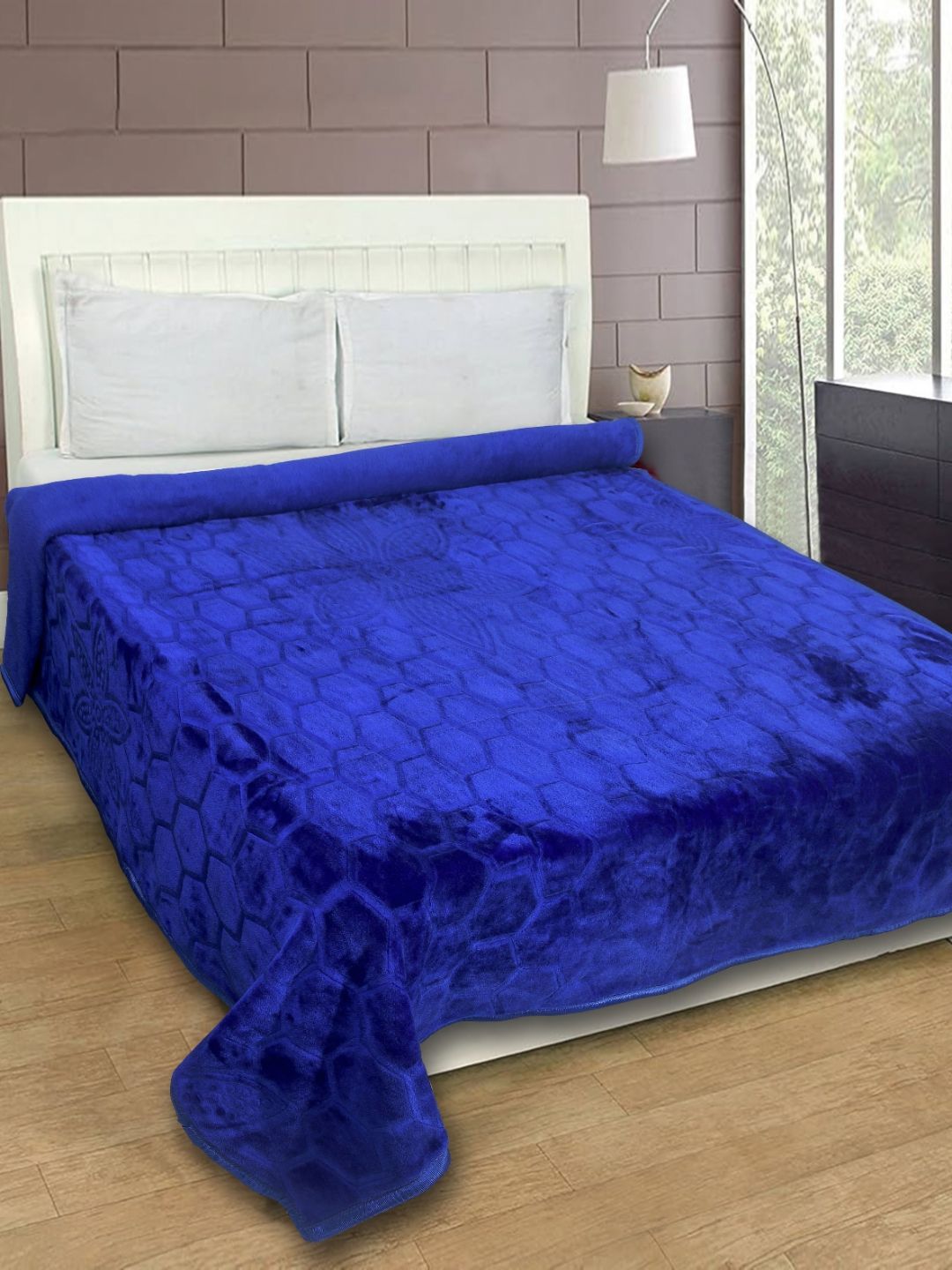 MAGICAL Blue Floral Mink 400 GSM Single Bed Blanket-picture-34