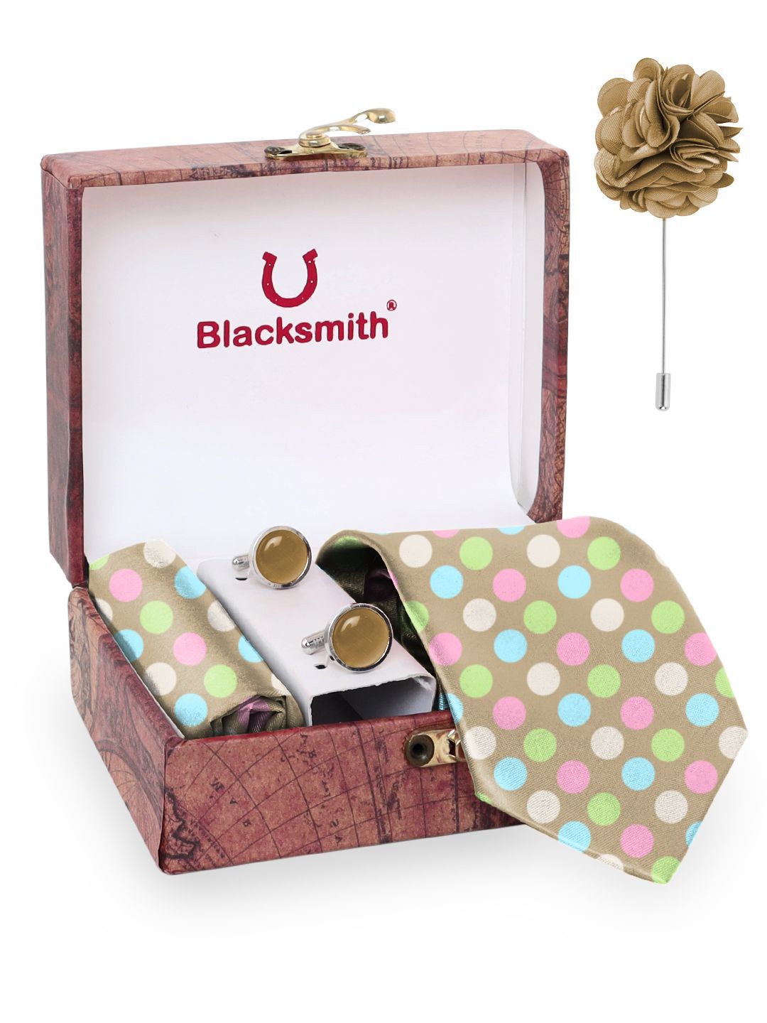 Blacksmith Men Accessory Gift Set of Tie, Cufflinks, Pocket Square-picture-38