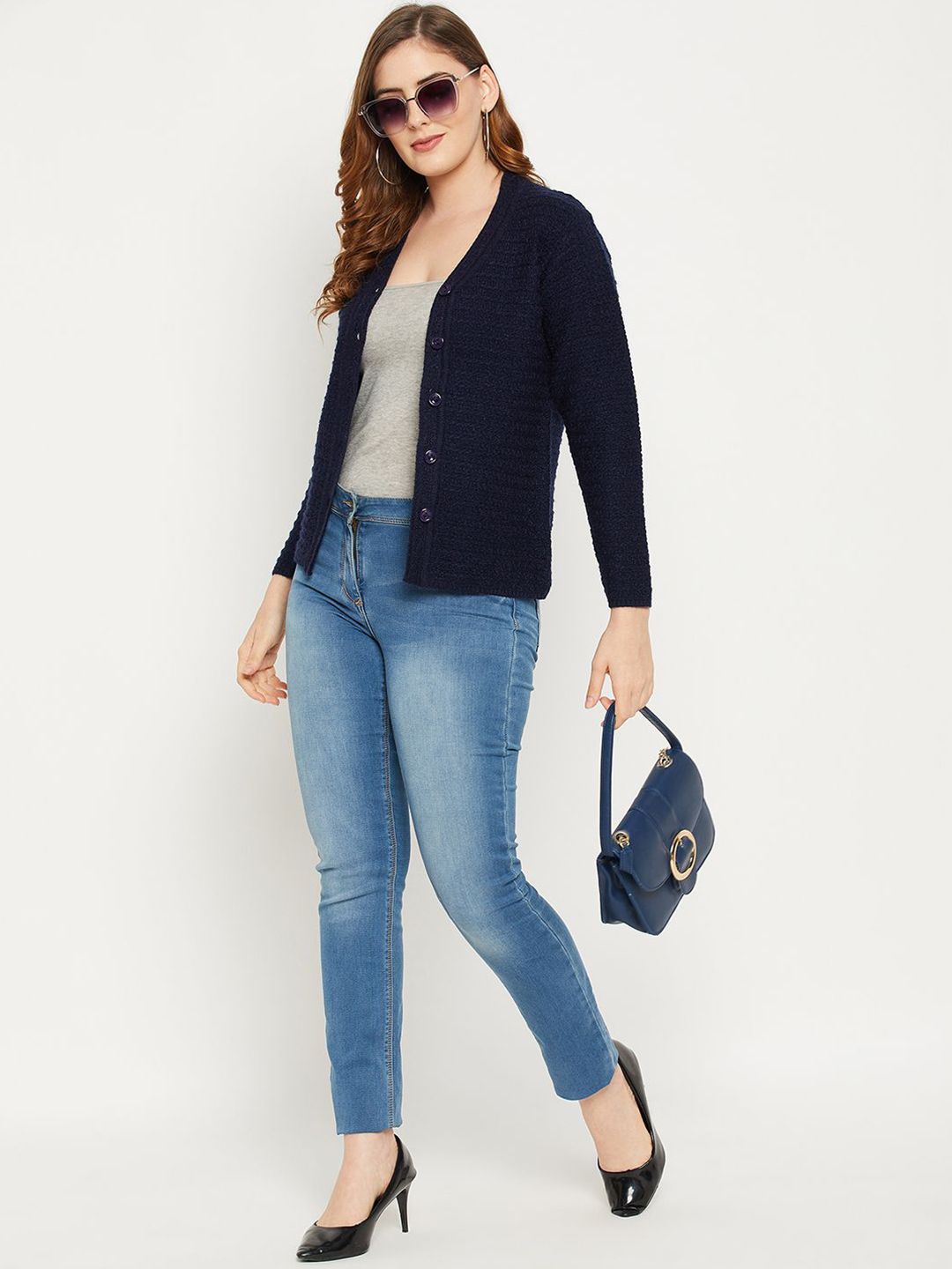 Zigo Women Striped Woollen Crop Cardigan-picture-22