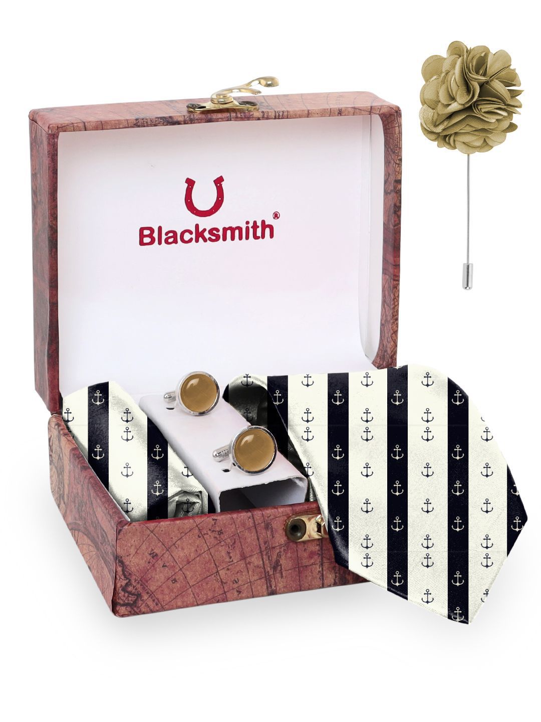 Blacksmith Men Tie, Cufflinks, Pocket Square Accessory Gift Set-picture-38