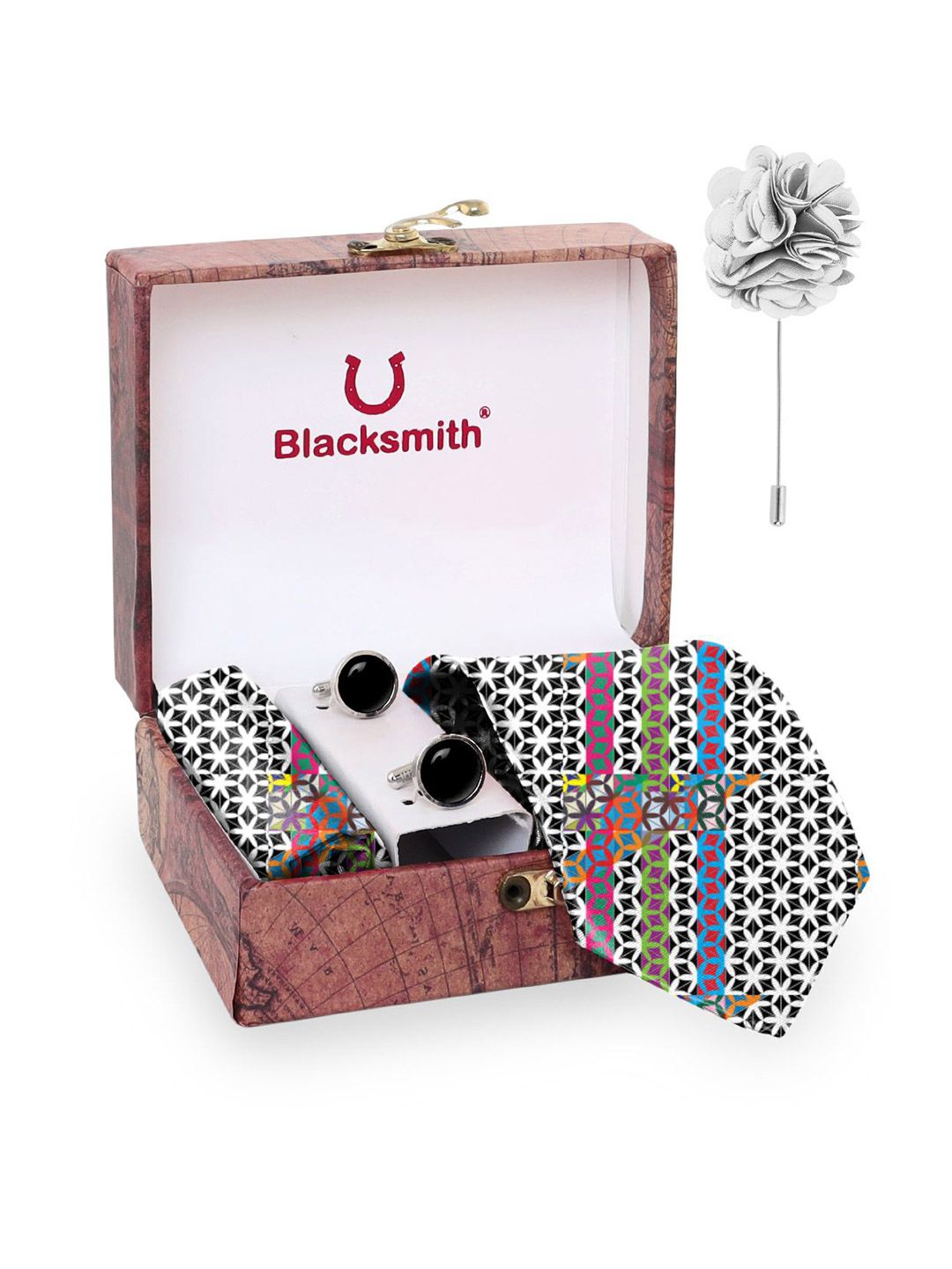 Blacksmith Men Accessory Gift Set of Tie, Cufflinks, Pocket Square Comes with a box-picture-35