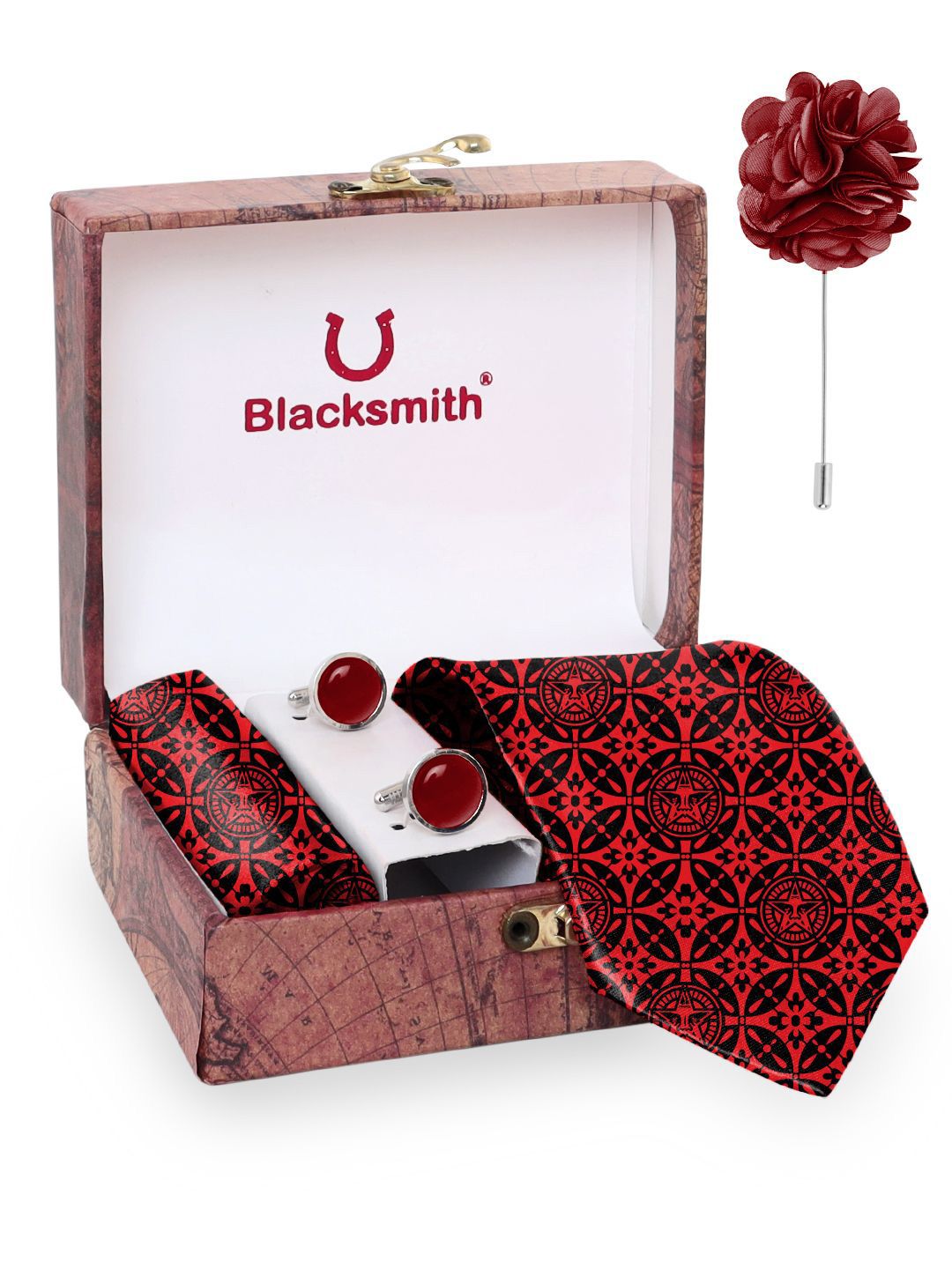Blacksmith Men Tie, Cufflinks, Pocket Square Accessory Gift Set-picture-34