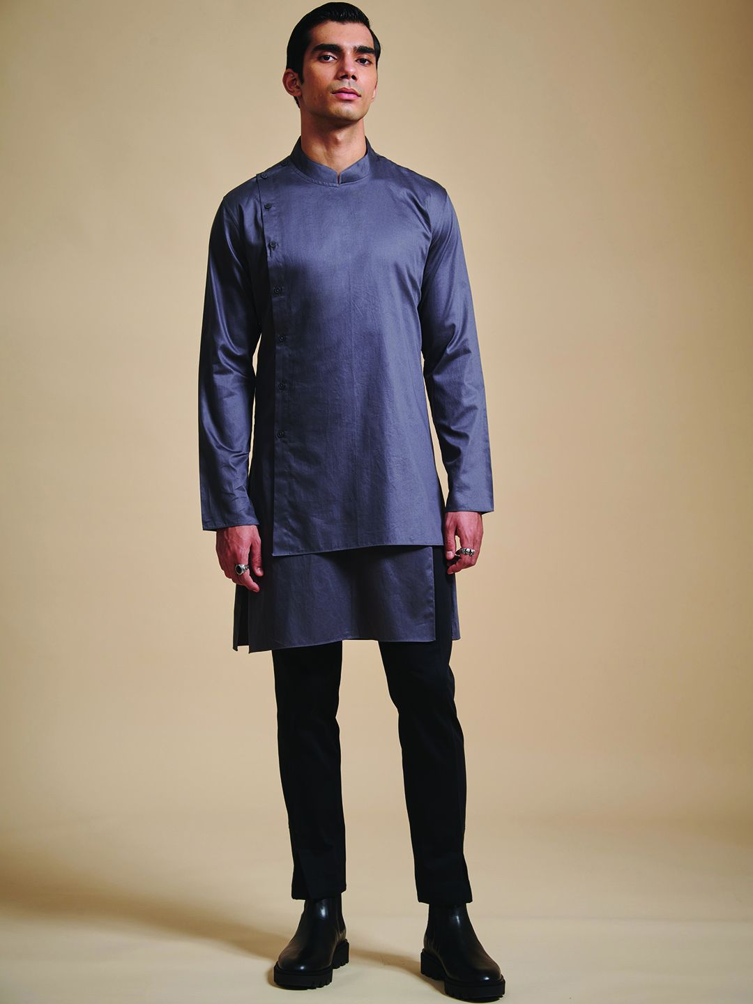 RR Blue Men Colourblocked Thread Work Kurta-picture-22