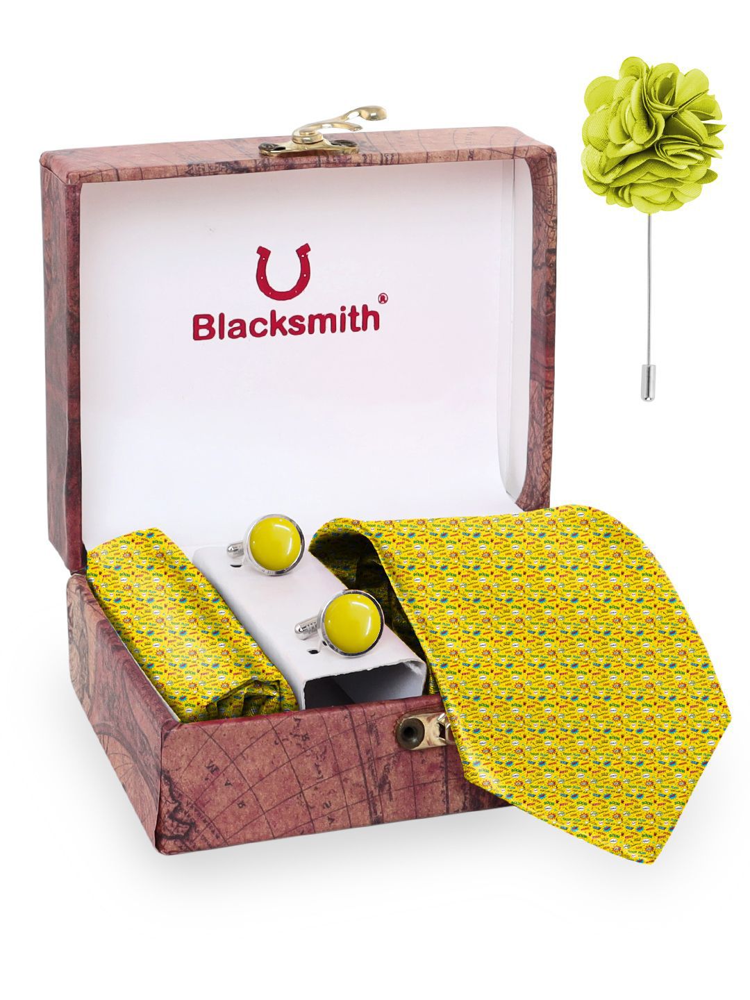Blacksmith Men Tie Cufflinks Pocket Square Accessory Gift Set-picture-47