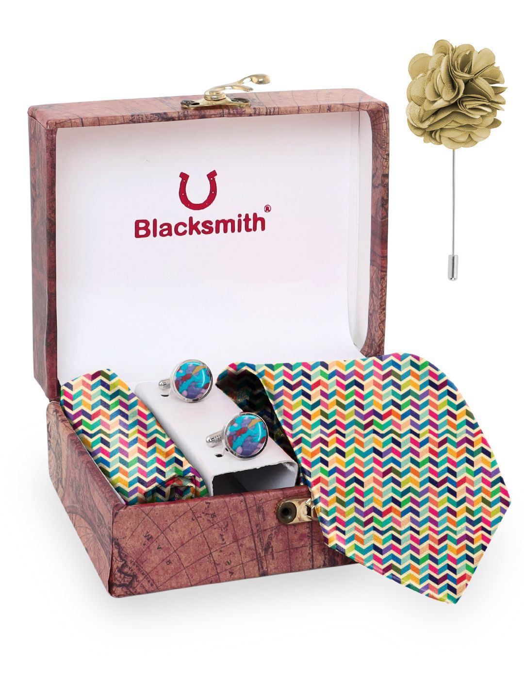 Blacksmith Men Accessory Gift Set Of Tie, Cufflinks & Pocket Square-picture-14