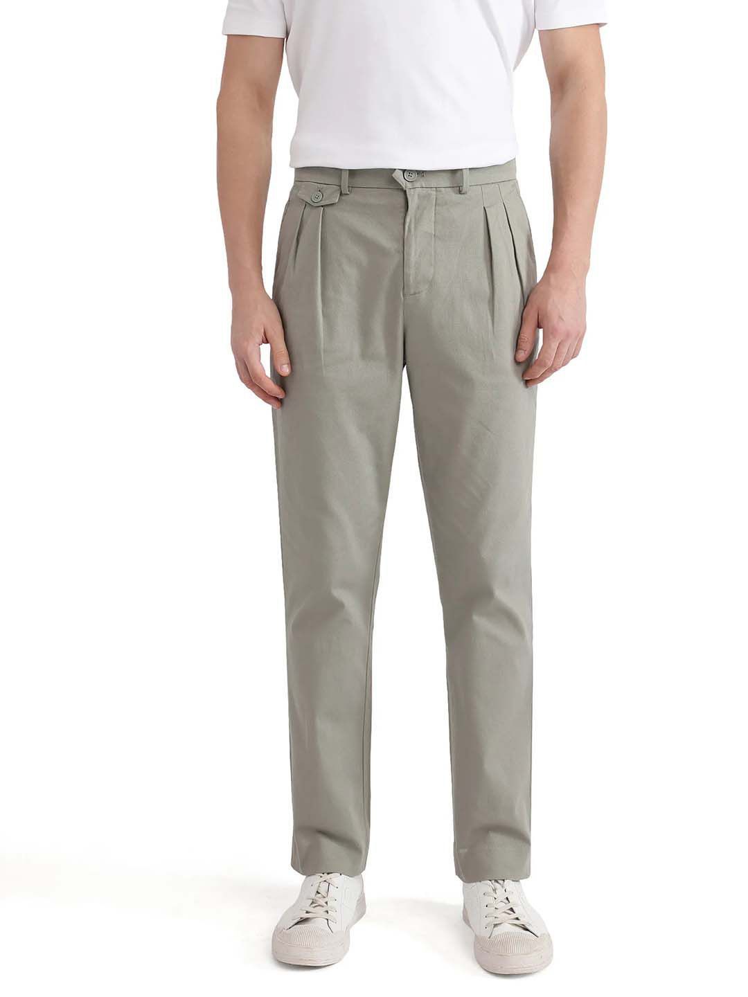 RARE RABBIT Men Comfort Fit Mid-Rise Cotton Chinos Trousers-picture-40