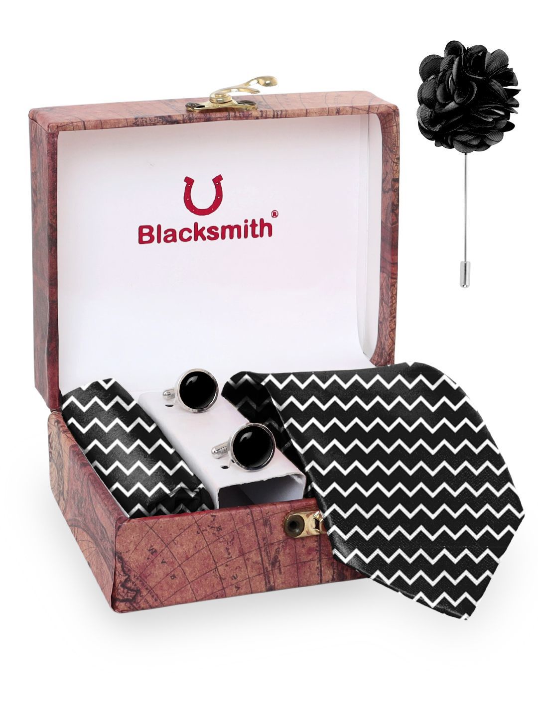 Blacksmith Men Tie Cufflinks Pocket Square Accessory Gift Set-picture-39