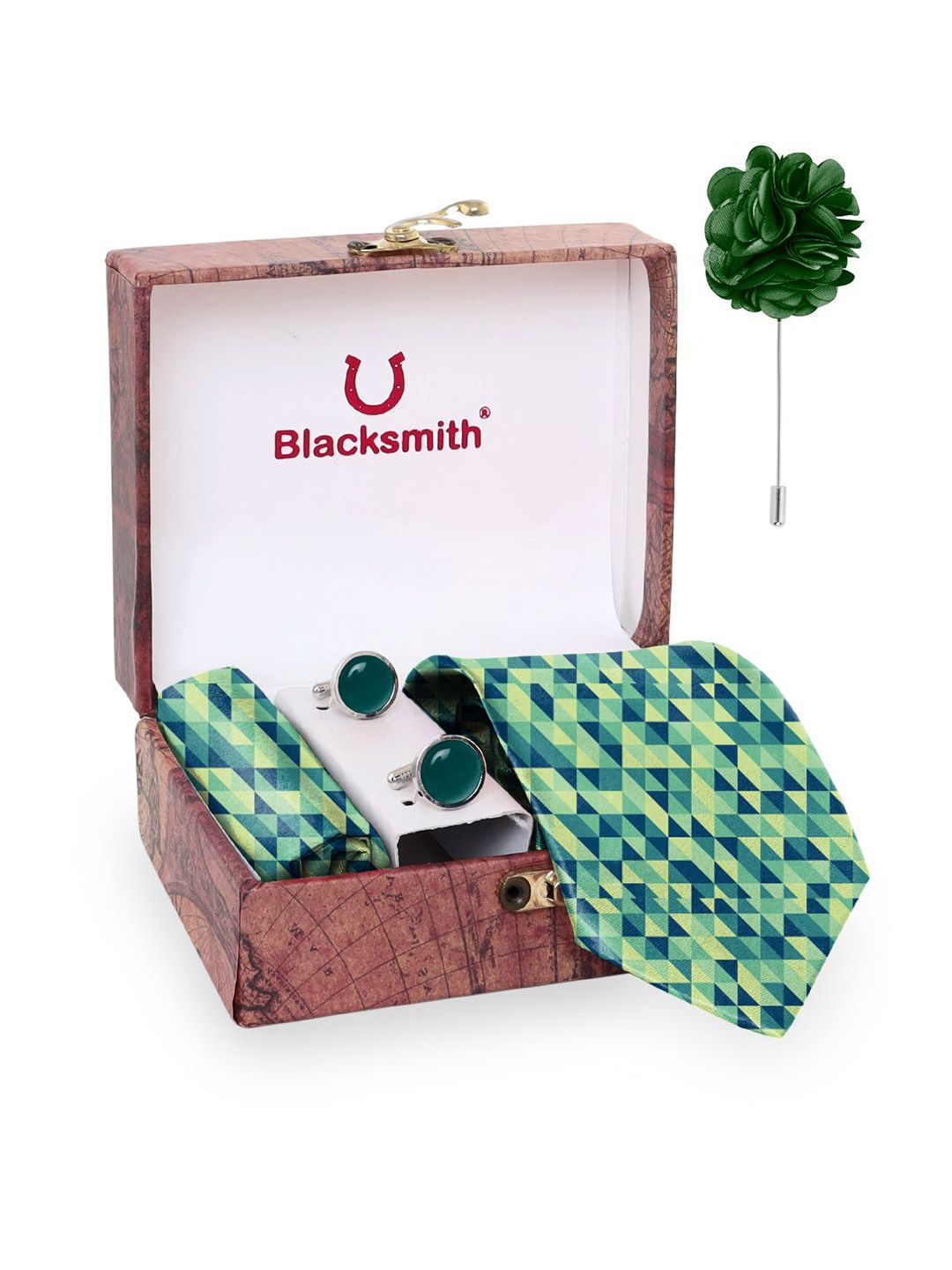 Blacksmith Men Tie, Cufflinks, Pocket Square Accessory Gift Set-picture-22