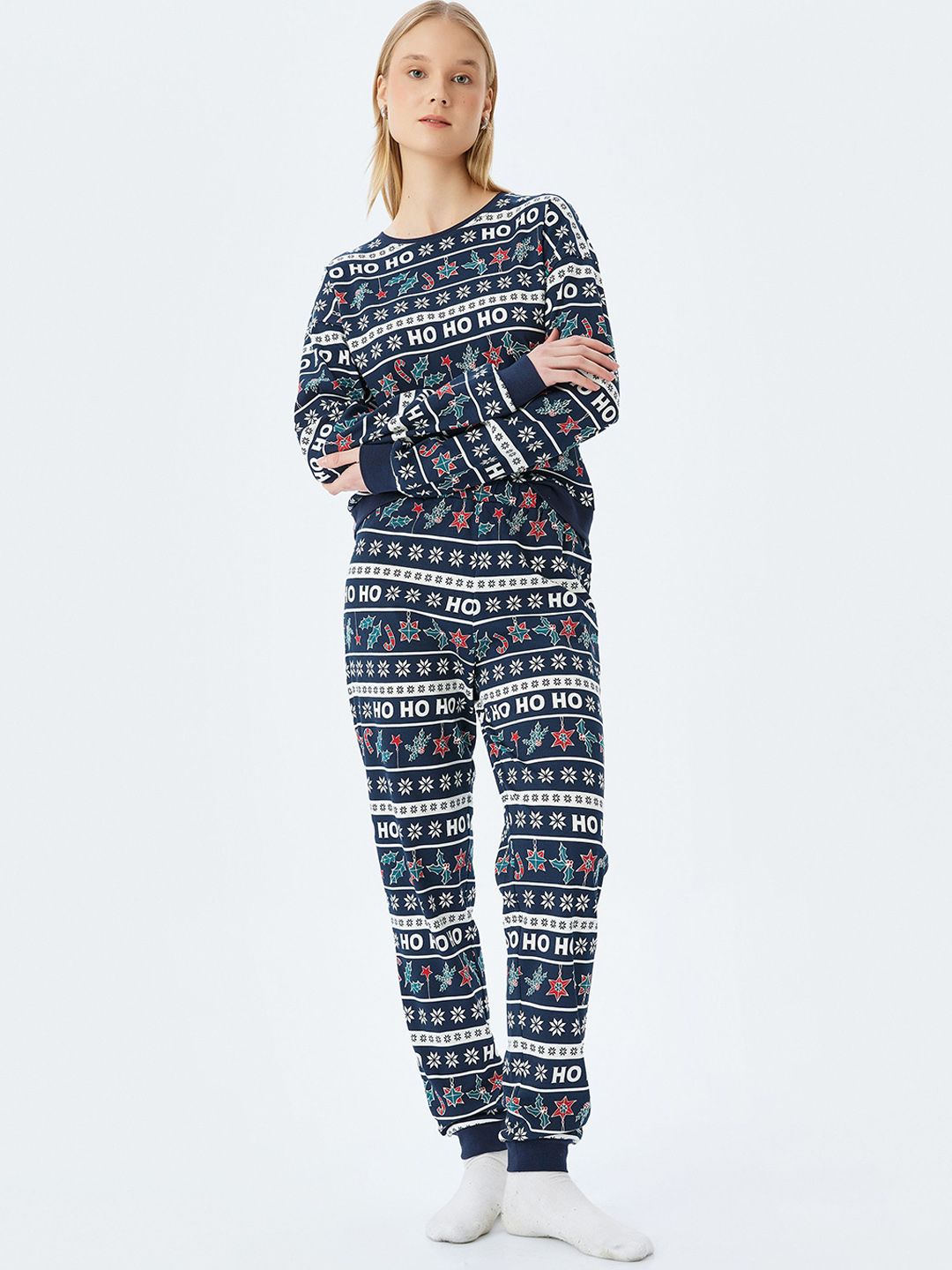 Koton Women Pure Cotton Printed Night suit-picture-5