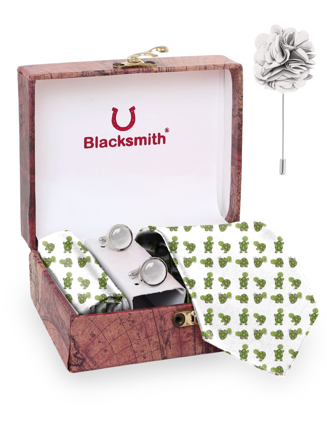 Blacksmith Men Tie, Cufflinks, Pocket Square Accessory Gift Set-picture-57