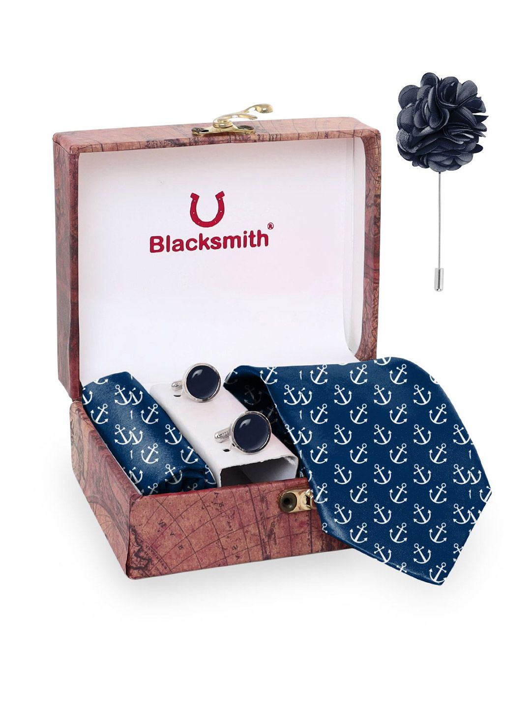 Blacksmith Men Accessory Gift Set of Tie, Cufflinks, Pocket Square-picture-36