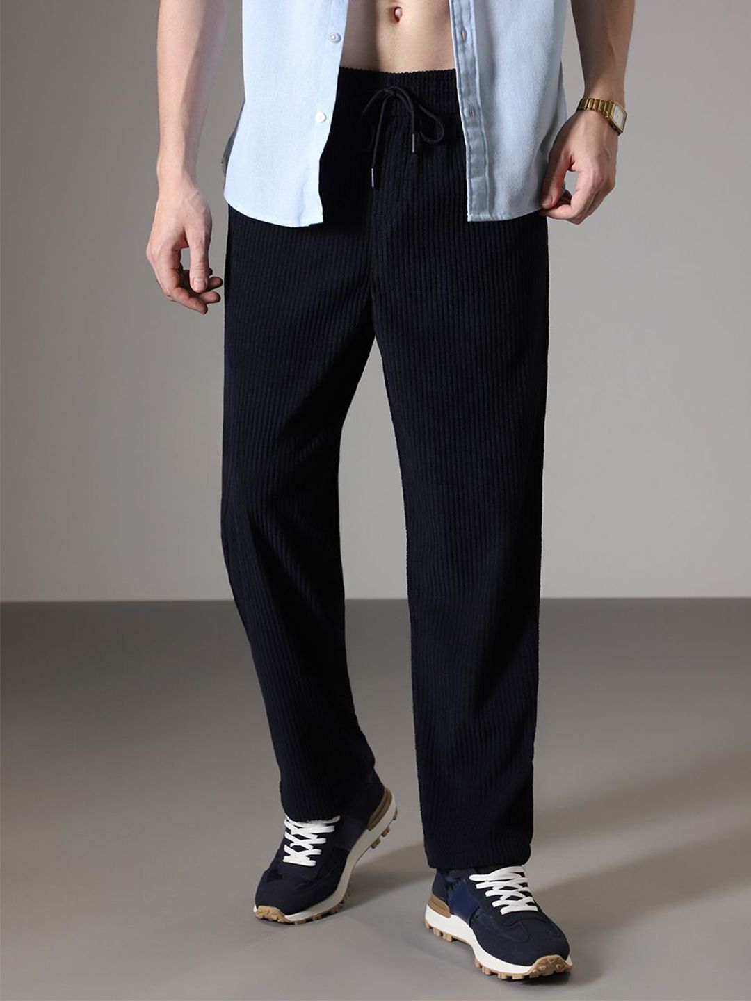 Banana Club Men Cotton Relaxed Corduroy Regular Trousers-image-31