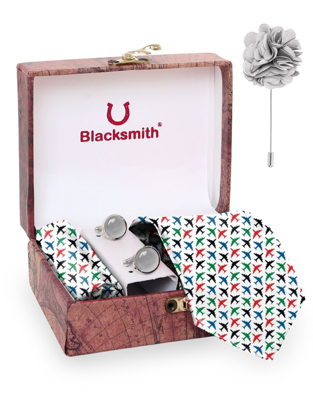 Blacksmith Men Accessory Gift Set of Tie, Cufflinks, Pocket Square-picture-49