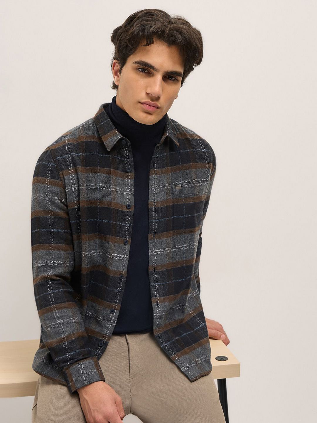 THE BEAR HOUSE Men Slim Fit Opaque Checked Casual Shirt-picture-23