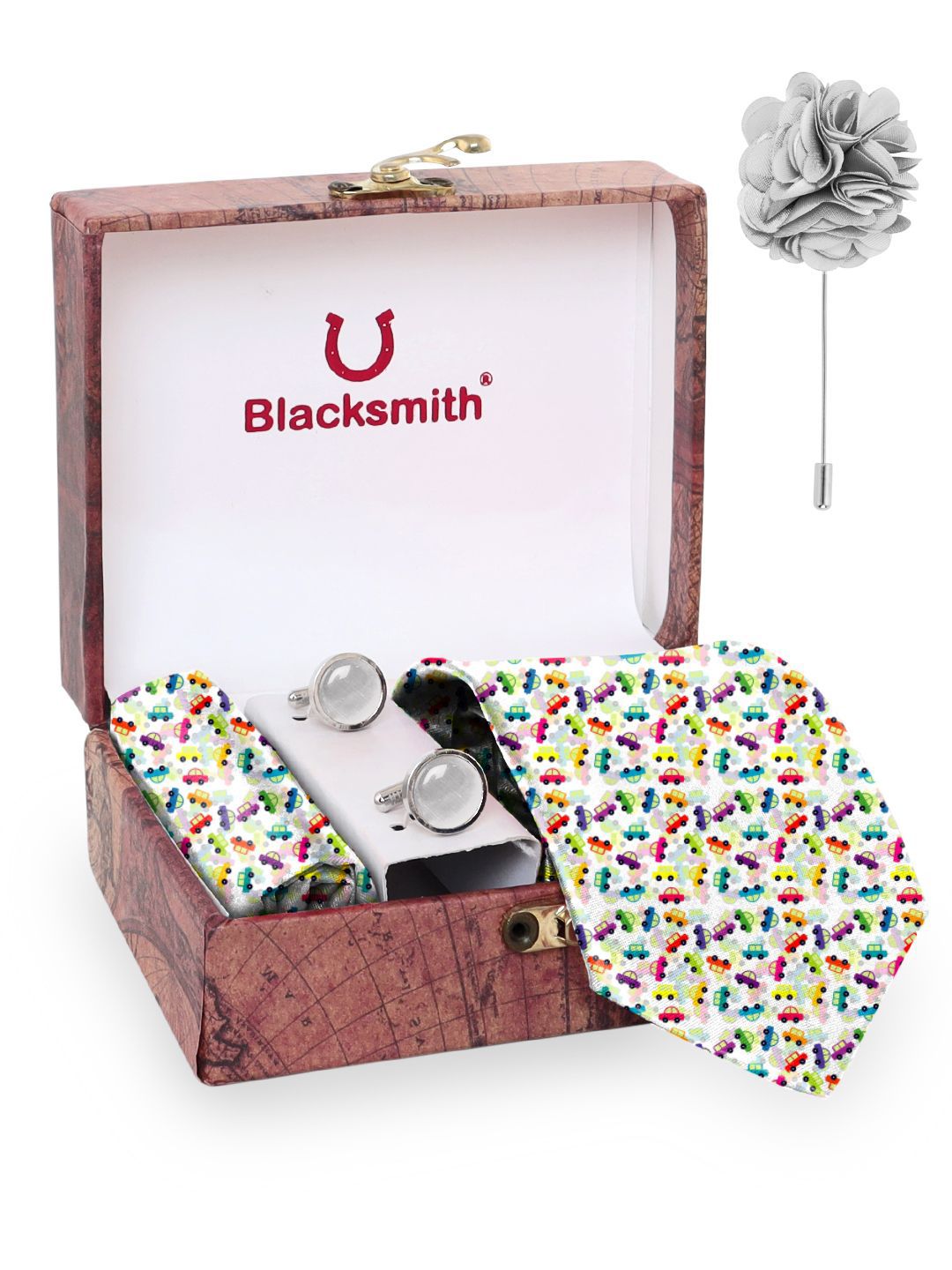 Blacksmith Men Accessory Gift Set of Tie Lapel Pin Pocket Square And Cufflink-picture-23