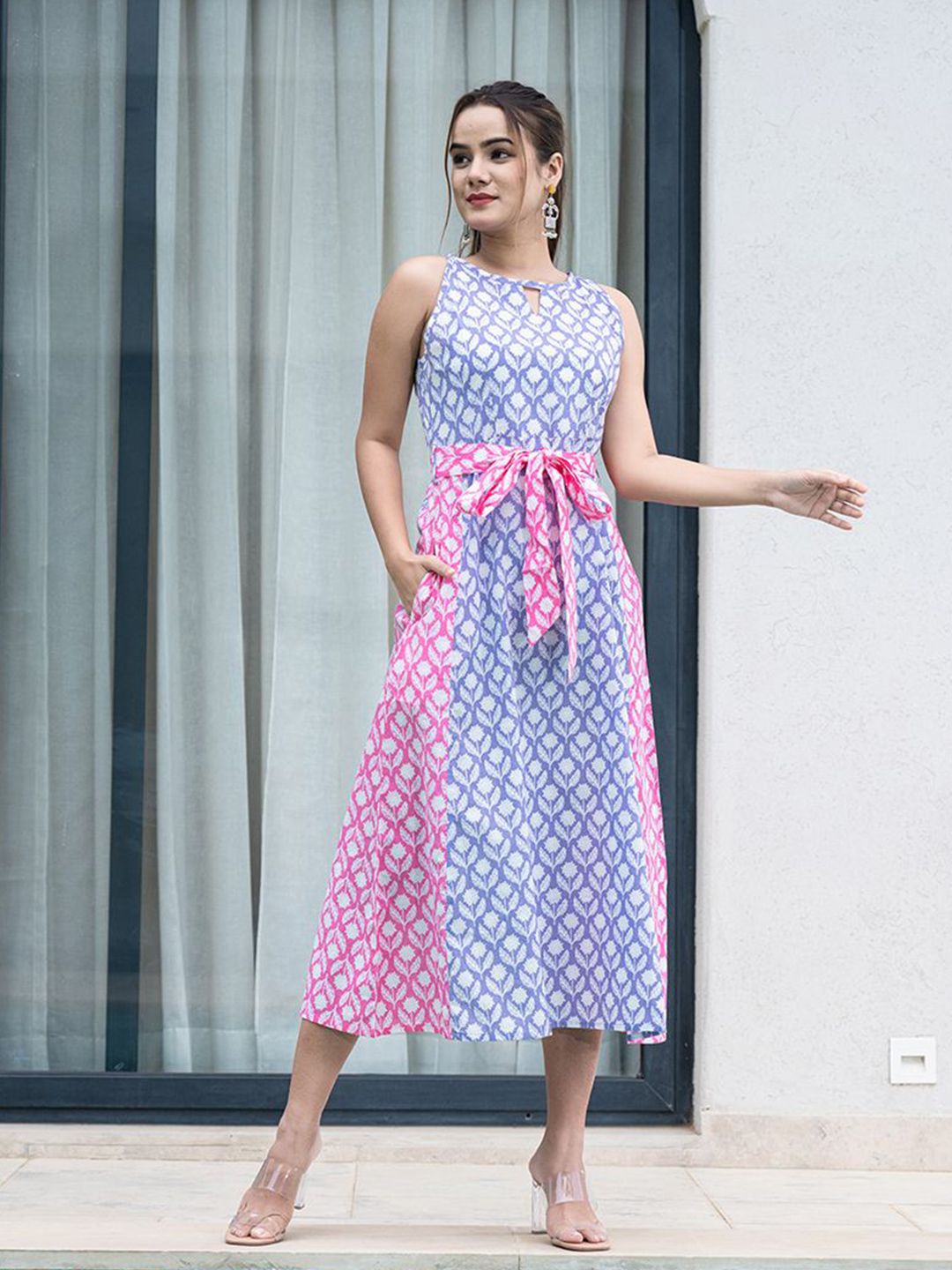 BAESD Women Floral Print A-Line Midi Dress-picture-31