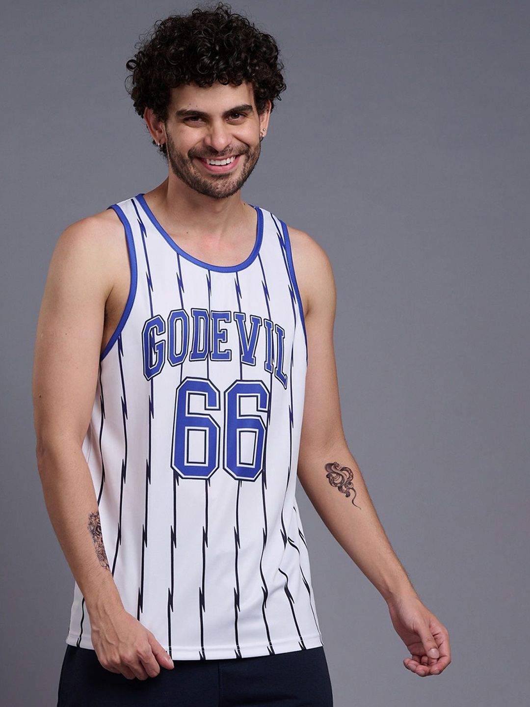 GO DEVIL Printed Cotton Gym Innerwear Vests-image-19