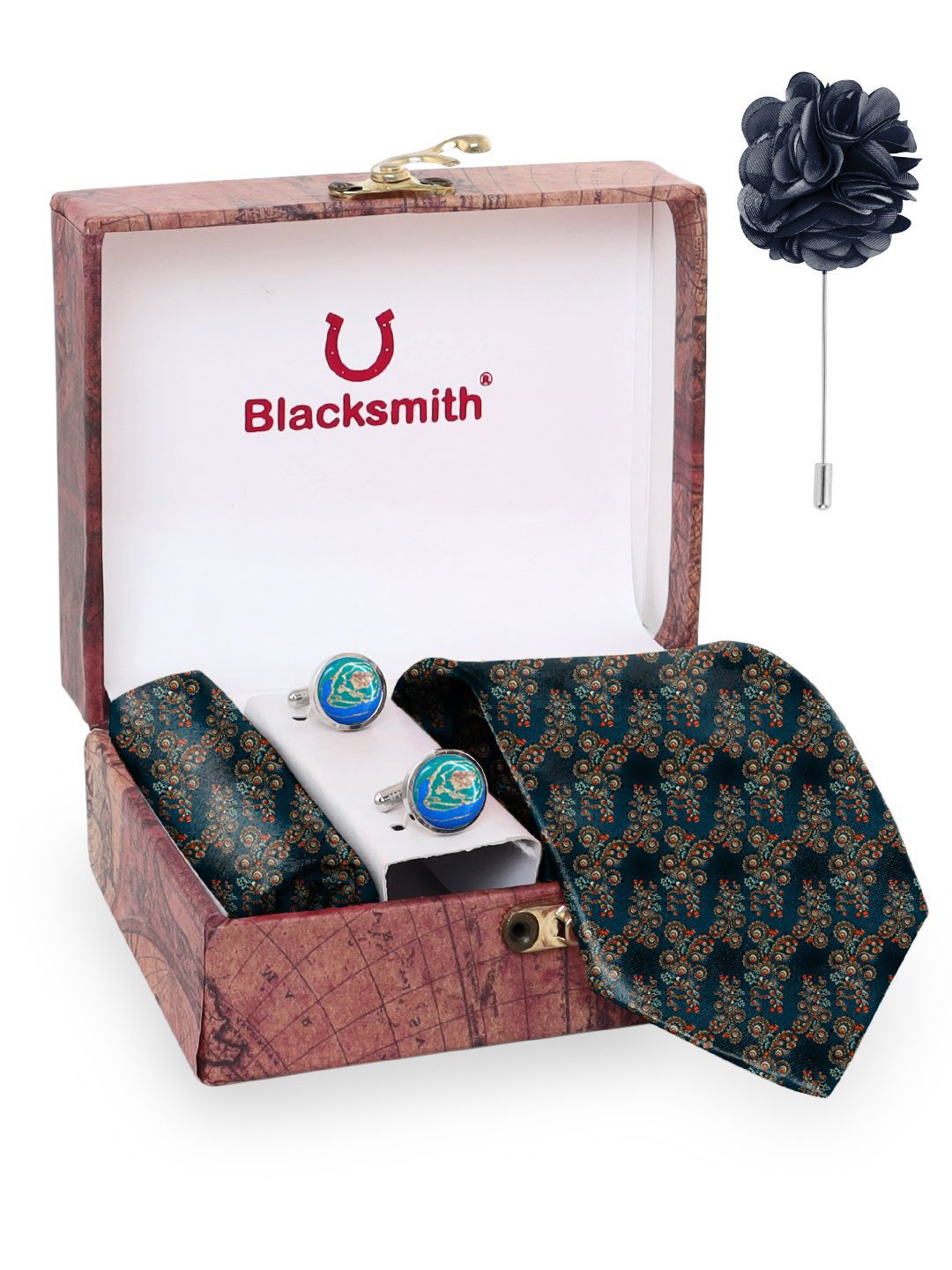 Blacksmith Men Tie, Cufflinks, Pocket Square Accessory Gift Set-picture-42