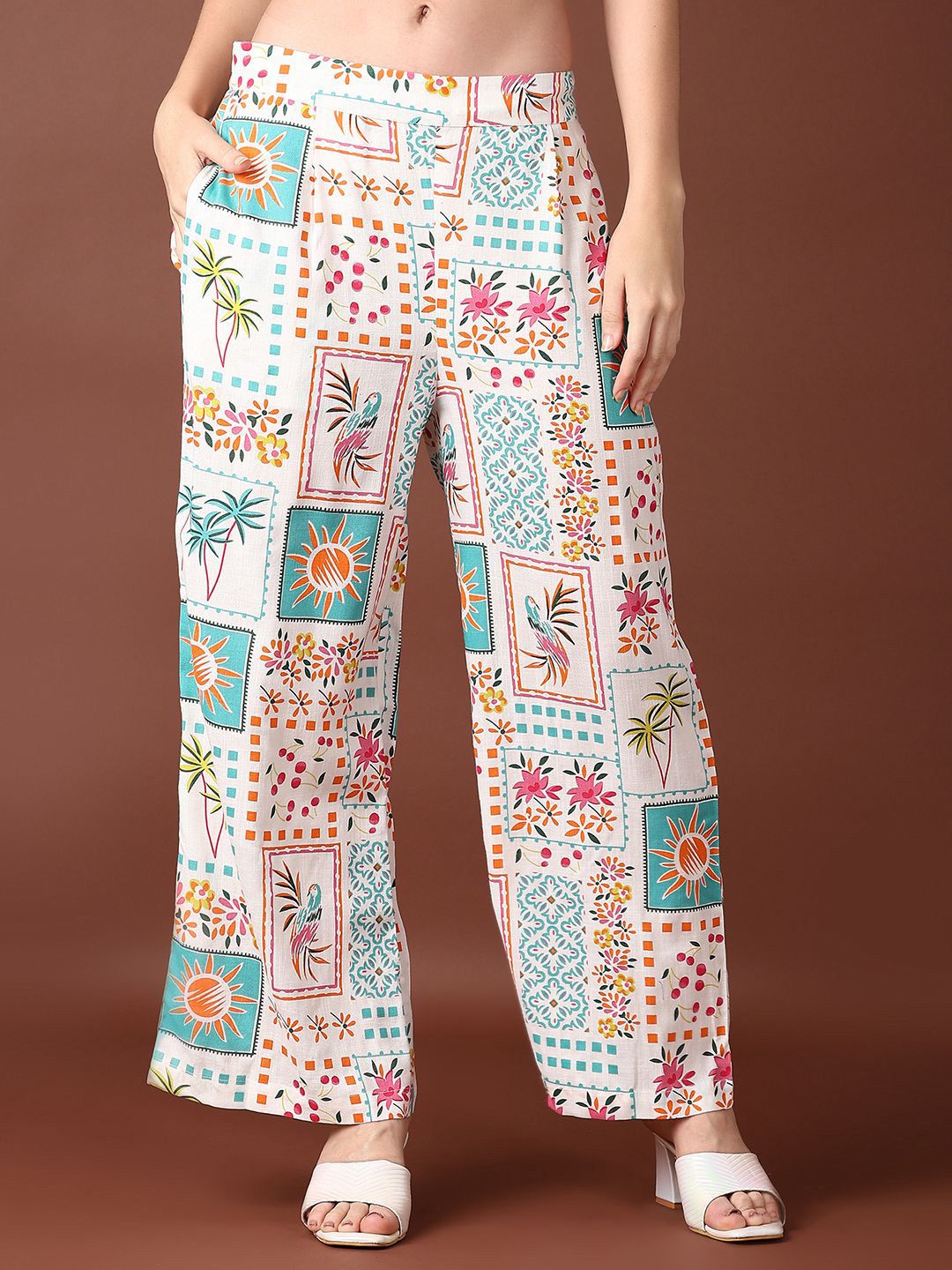 V-Mart Women Cotton Printed Slip-On Ethnic Palazzos-image-24