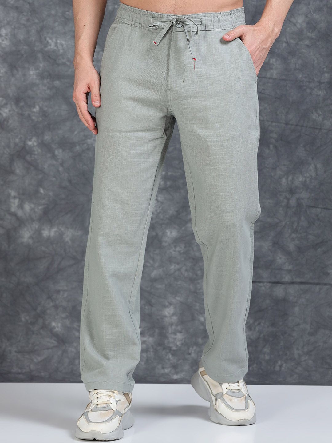 The Roadster Lifestyle Co Men Linen Relaxed-Fit Regular Mid-Rise Trouser-image-31