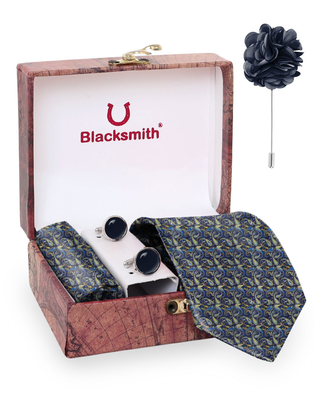 Blacksmith Men Tie, Cufflinks, Pocket Square Accessory Gift Set-picture-15
