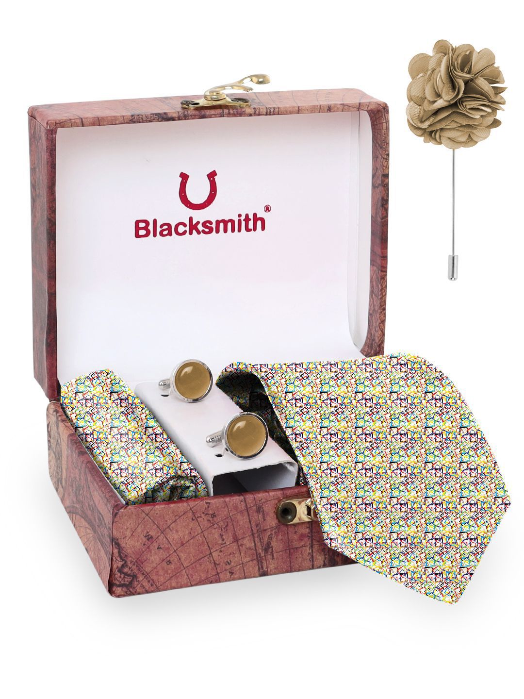 Blacksmith Men Accessory Gift Set of Tie, Cufflinks, Pocket Square-picture-37