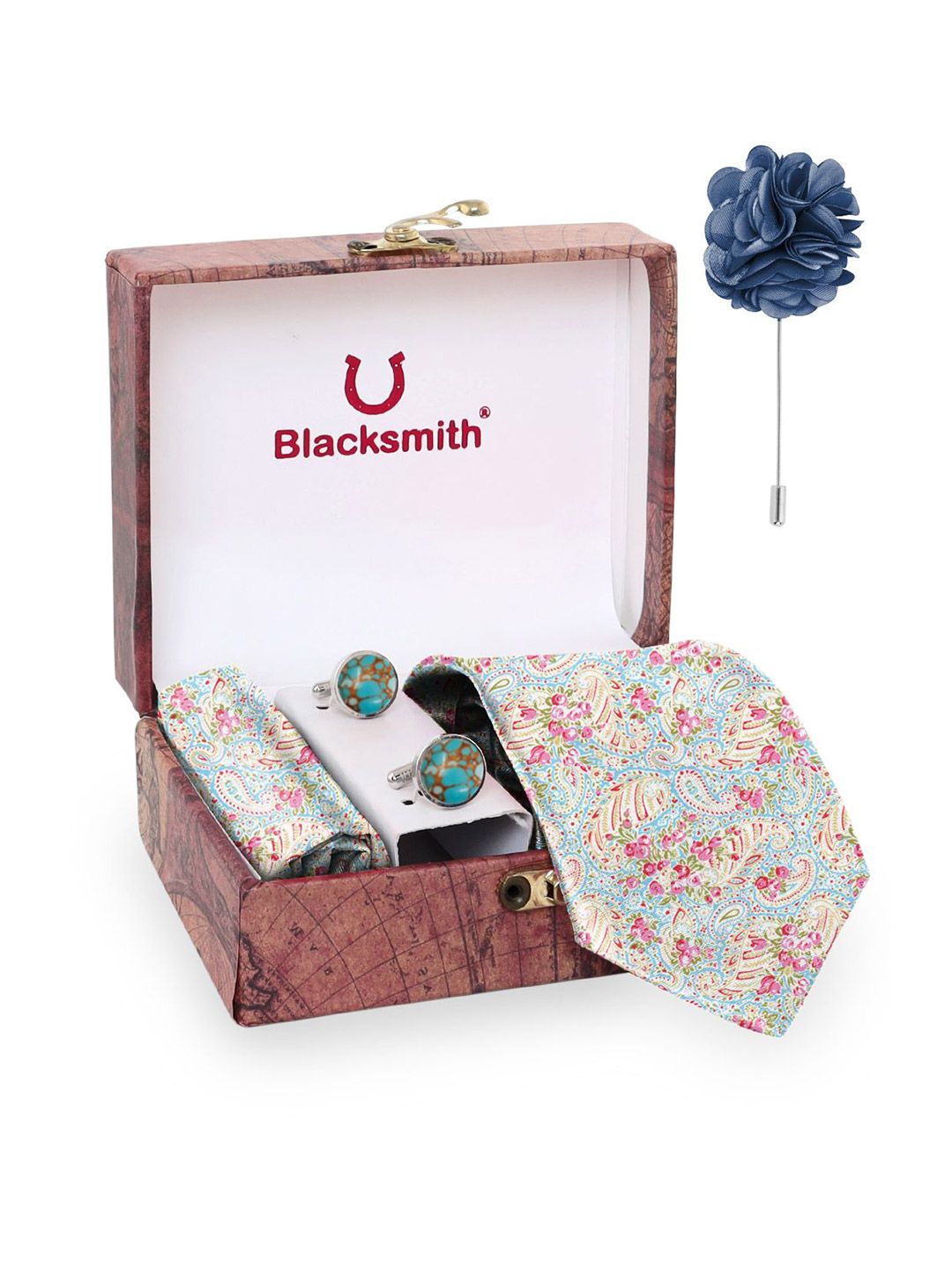 Blacksmith Men Tie Cufflinks Pocket Square Formal Accessory Gift Set-picture-35