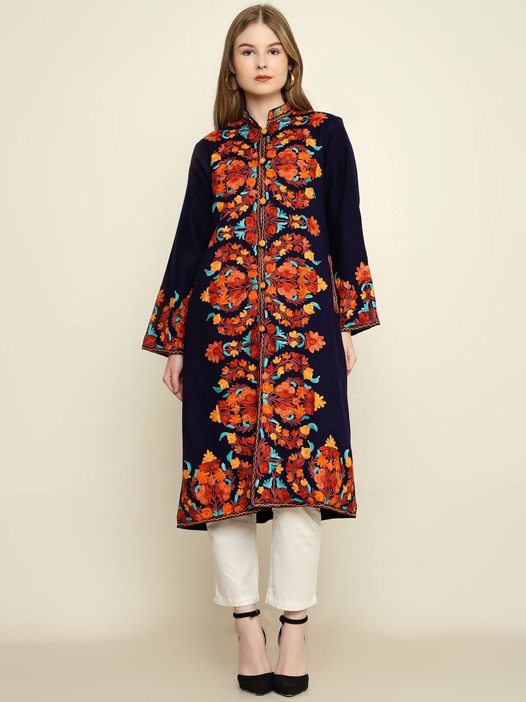 CRAFTBAZAR Women Floral Acrylic Tailored Jacket with Embroidered-picture-2