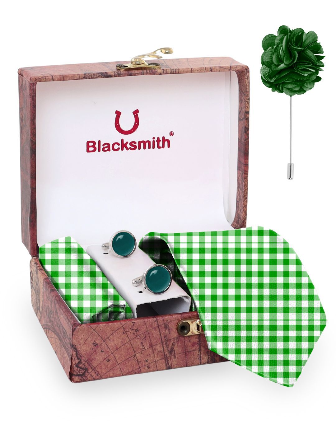 Blacksmith Men Tie Cufflinks Pocket Square Accessory Gift Set-picture-21