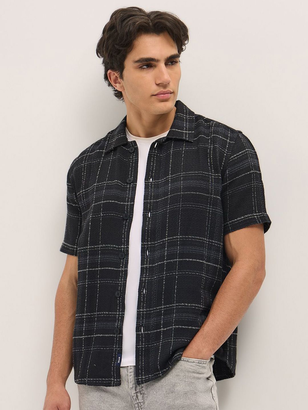 THE BEAR HOUSE Men Slim Fit Opaque Checked Casual Shirt-picture-39