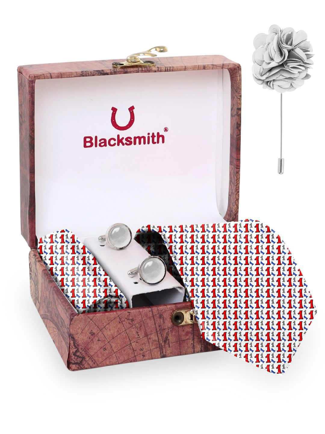 Blacksmith Men Accessory Gift Set of Tie Lapel Pin Pocket Square And Cufflink-picture-26