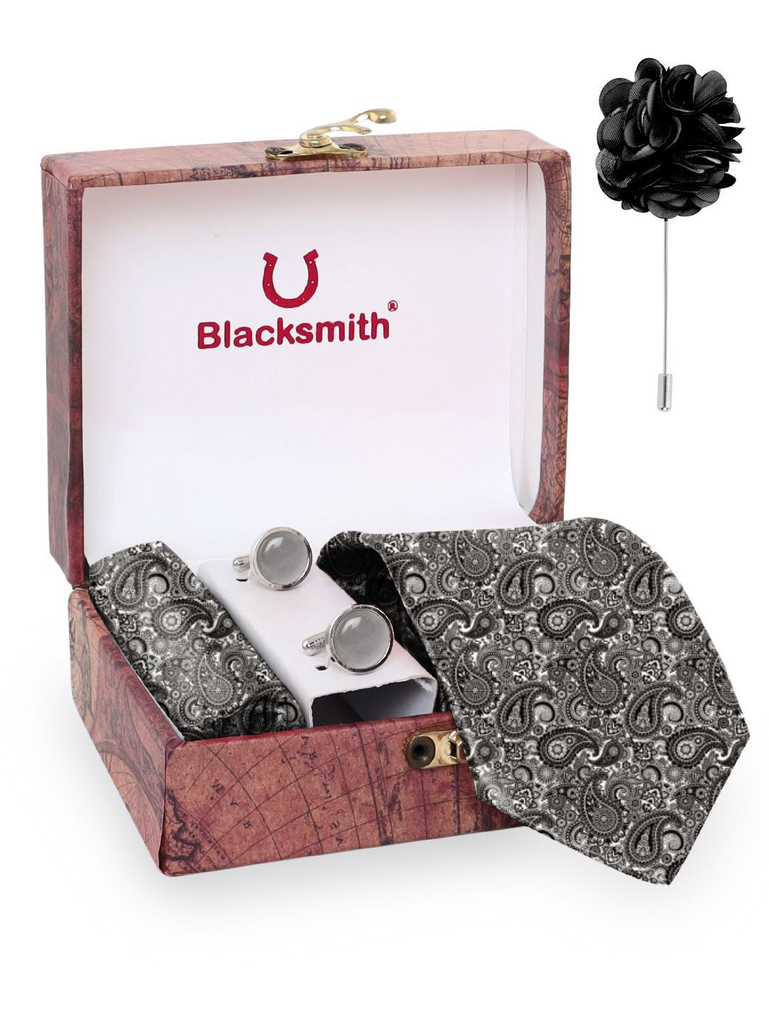 Blacksmith Men Accessory Gift Set of Ties, Cufflinks, Lapel Pin, & Pocket Square-picture-12
