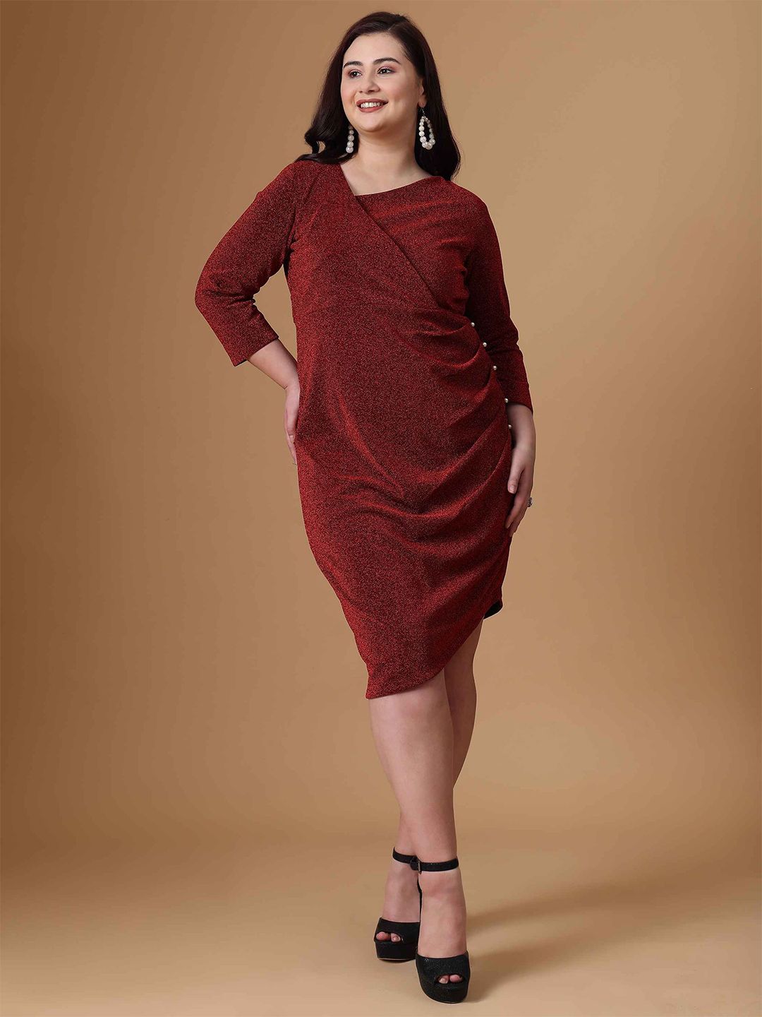 Curvy Lane Plus Size Red Bodycon Midi Dress-picture-20
