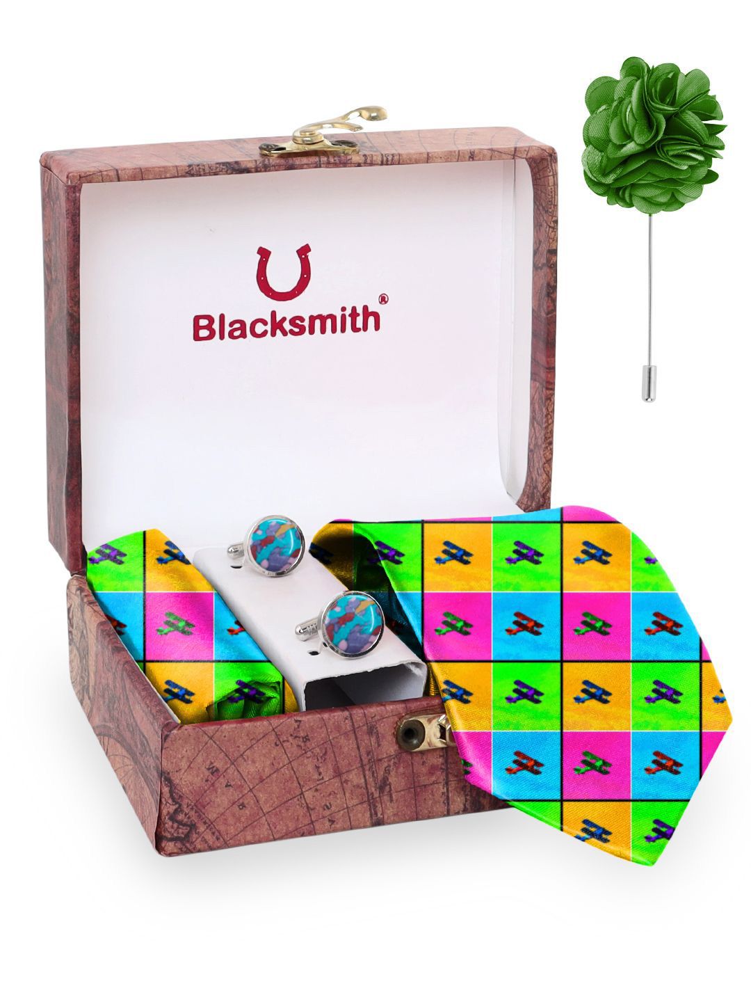 Blacksmith Men Tie, Cufflinks, Pocket Square Accessory Gift Set-picture-16
