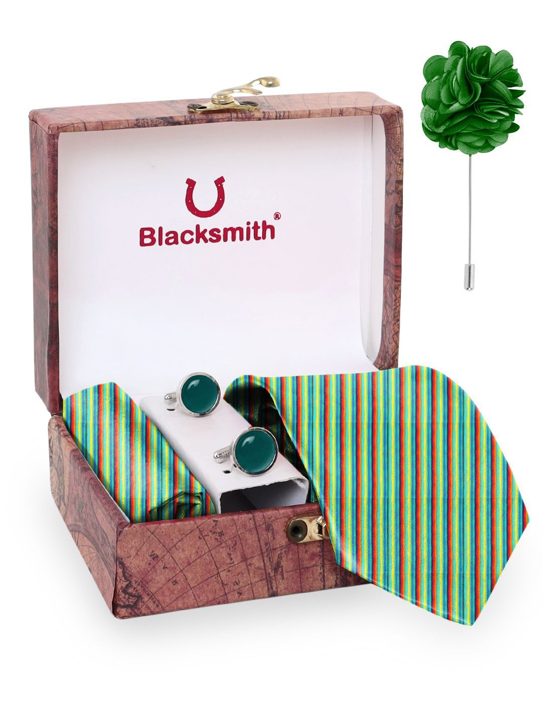 Blacksmith Men Tie, Cufflinks, Pocket Square Accessory Gift Set-picture-24