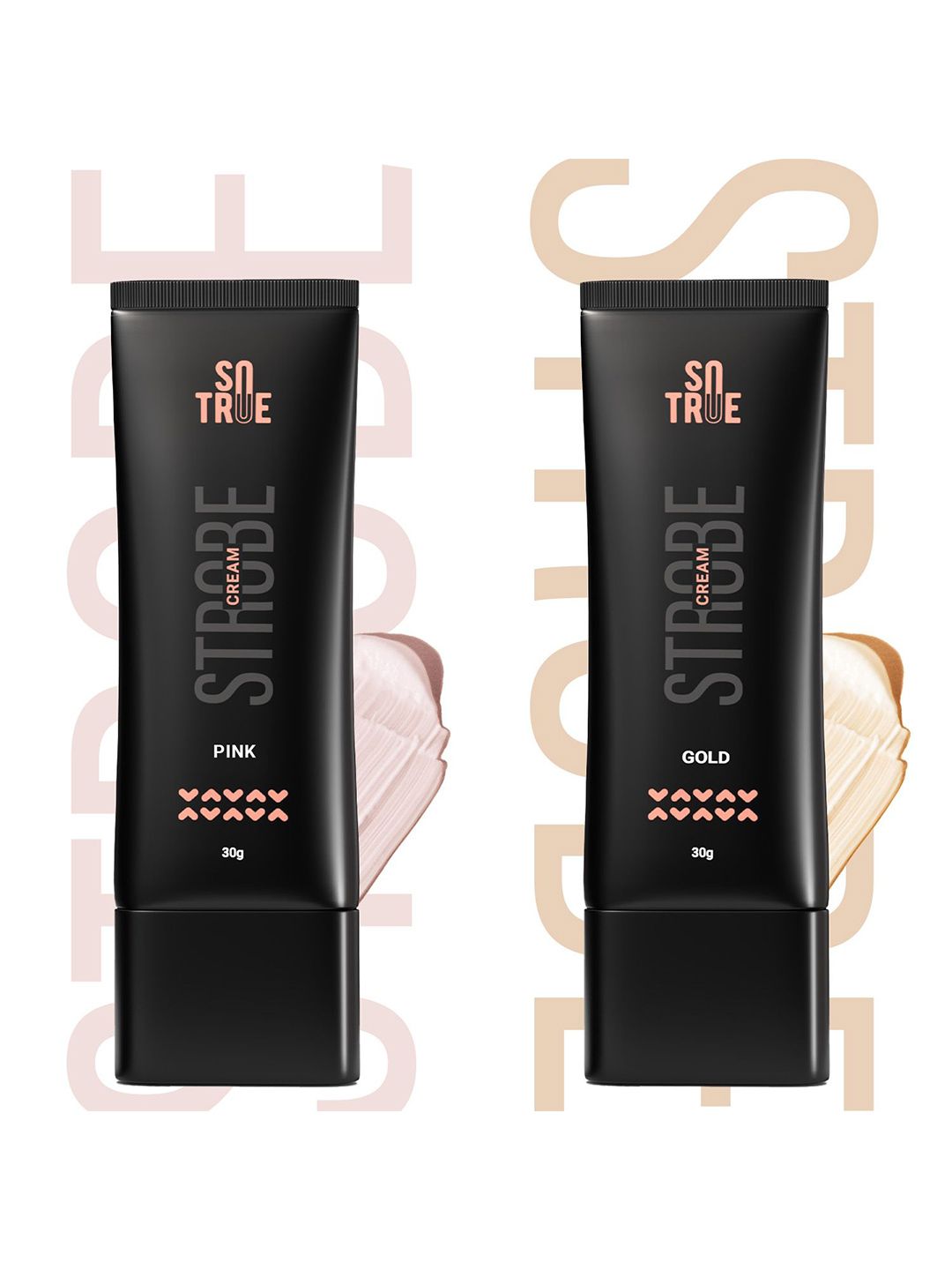 SOTRUE Set Of 2 Strobe Cream Highlighter For Face Radiance- 30 g Each- Pink & Gold